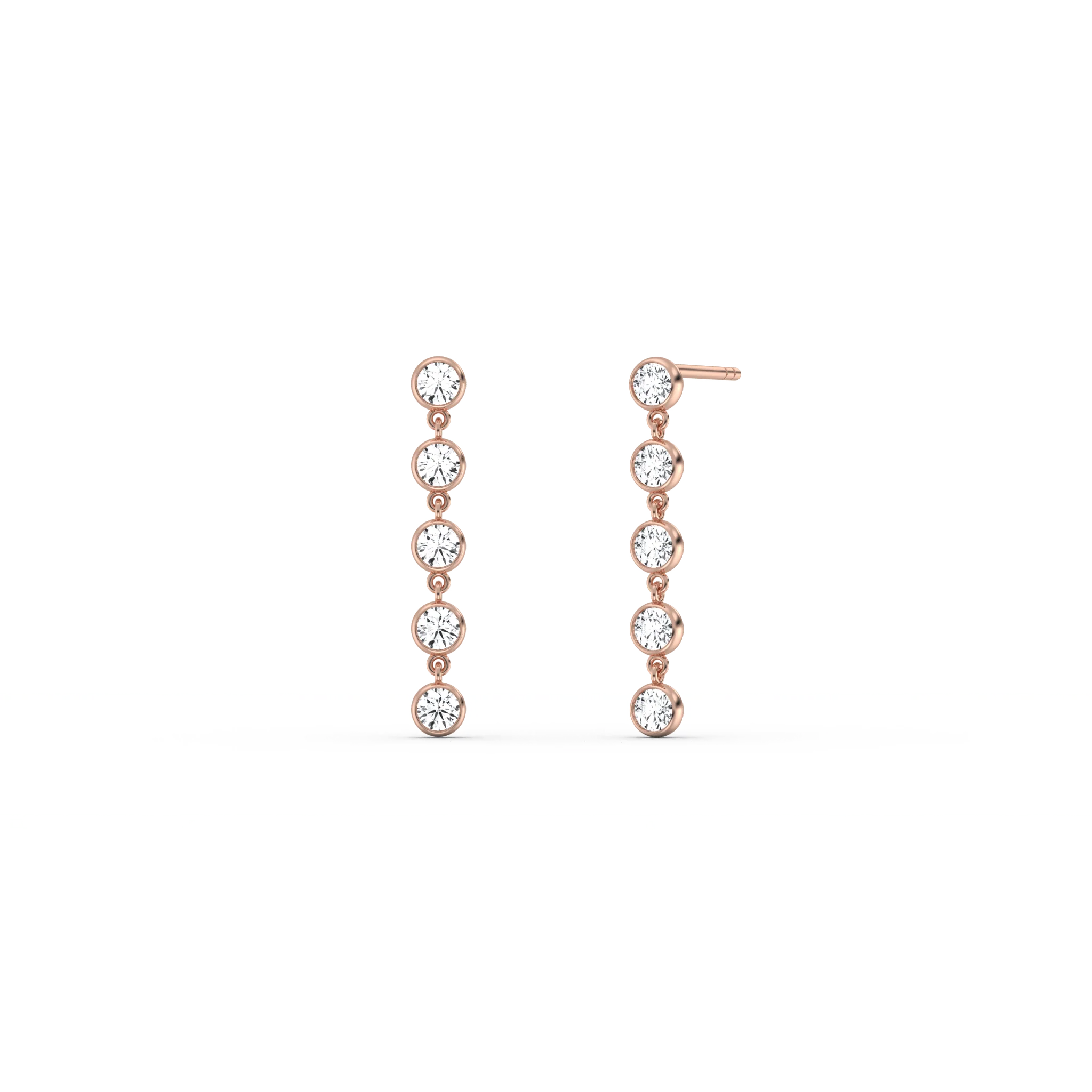 14K Solid Gold Bezel Dangle Earring With Lab Created Diamond - Image 16