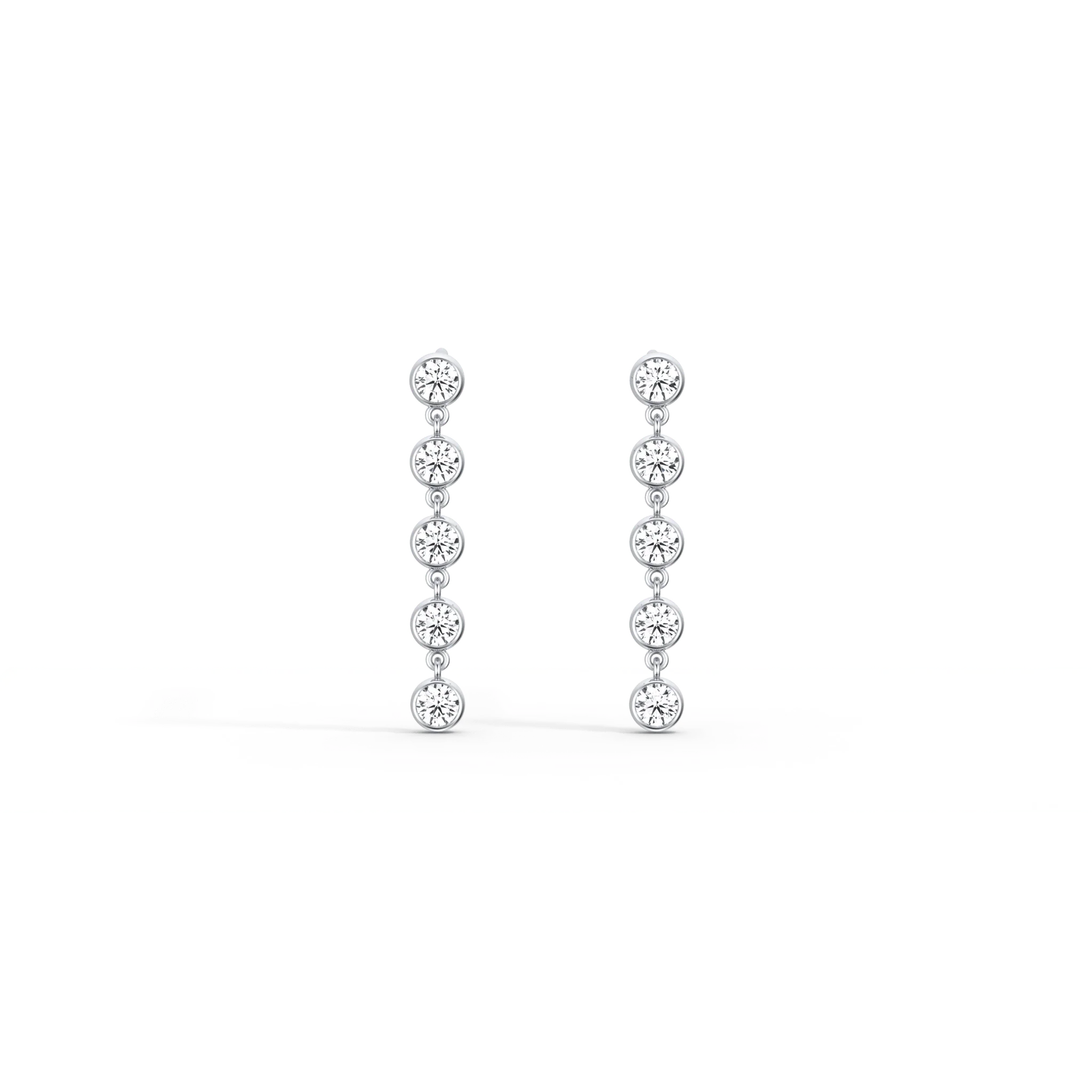 14K Solid Gold Bezel Dangle Earring With Lab Created Diamond - Image 21