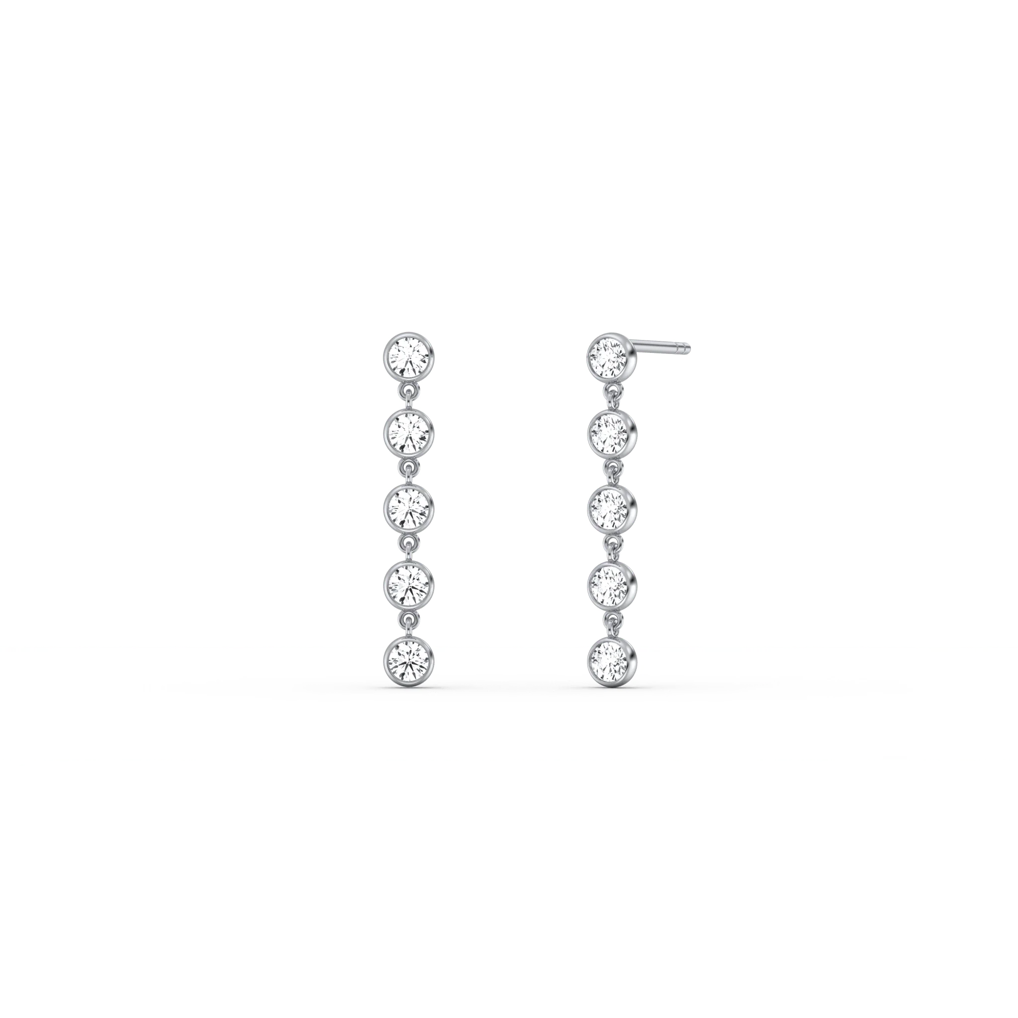14K Solid Gold Bezel Dangle Earring With Lab Created Diamond - Image 22
