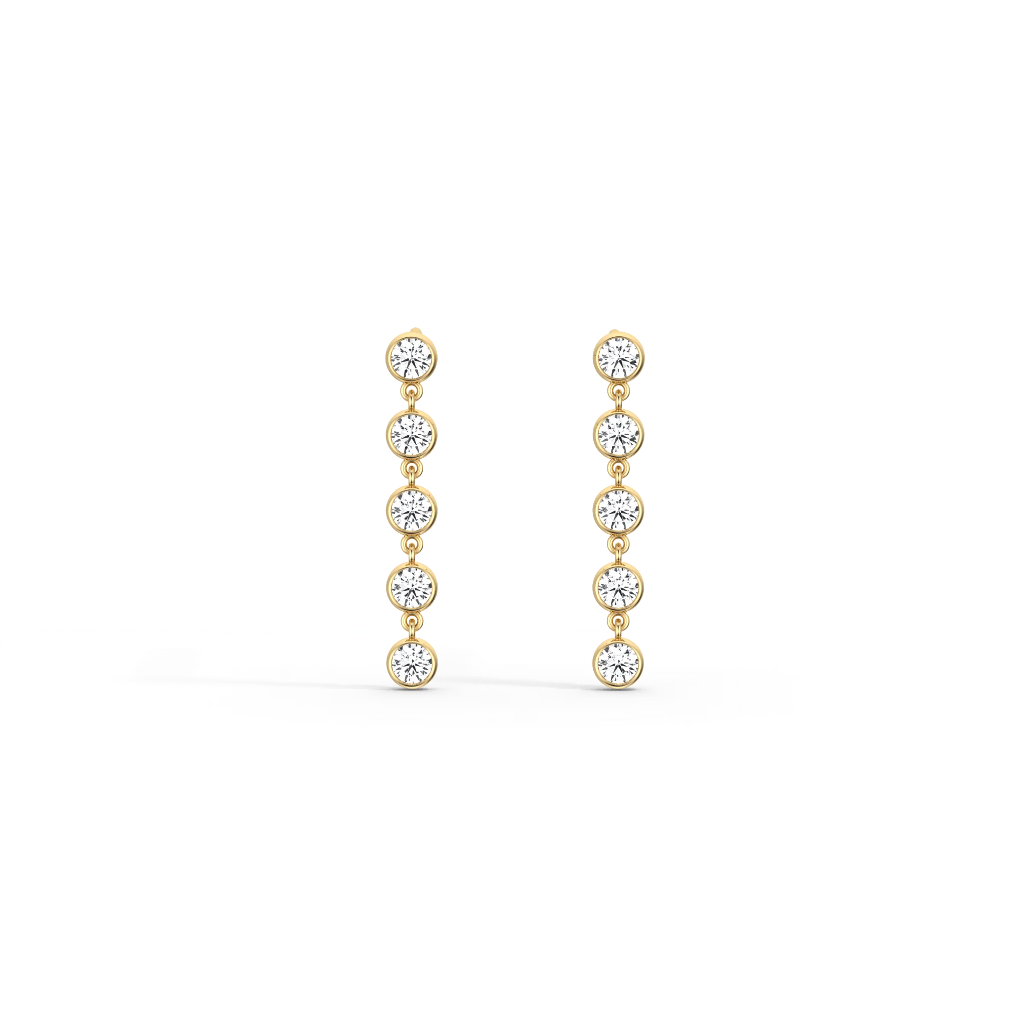 14K Solid Gold Bezel Dangle Earring With Lab Created Diamond - Image 4