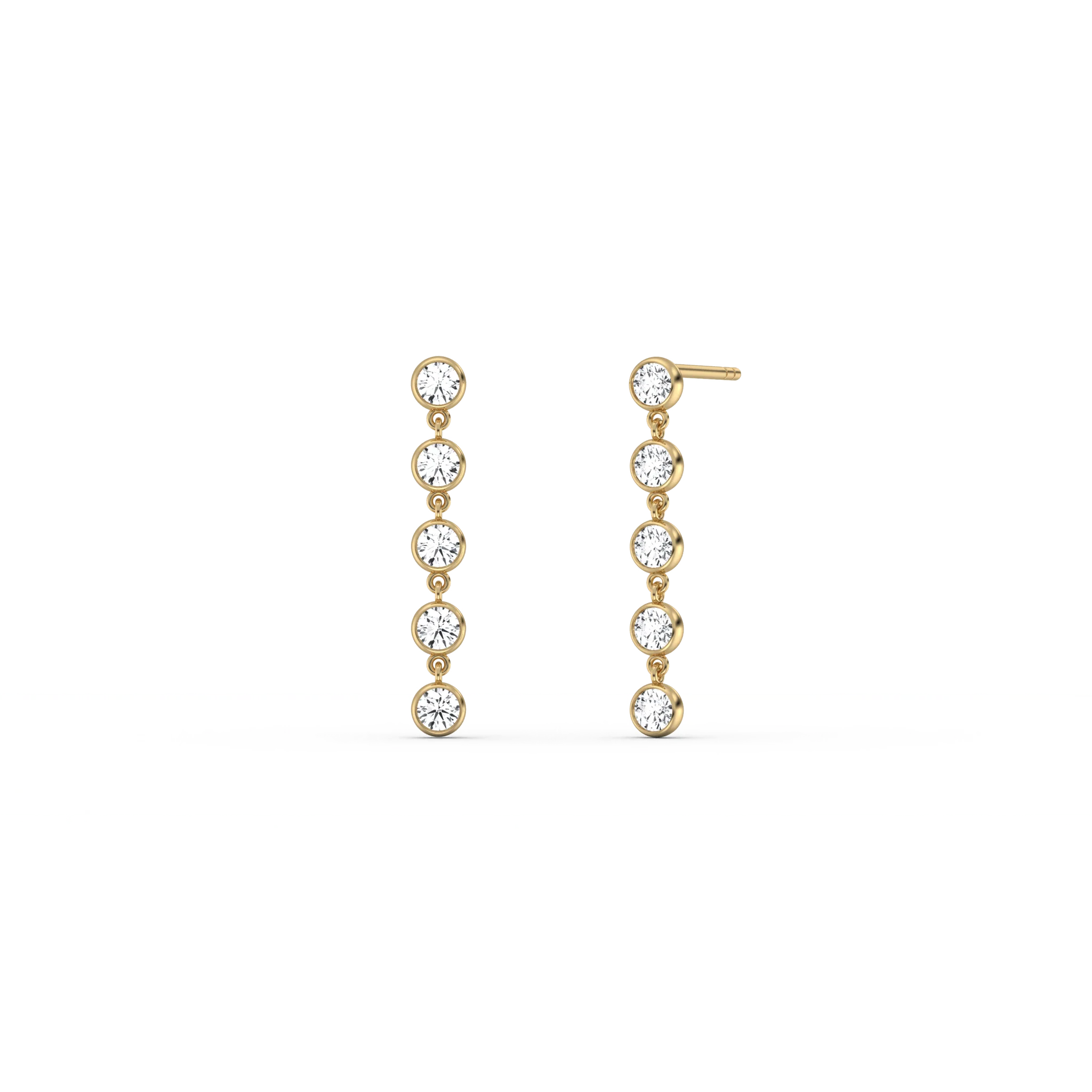 14K Solid Gold Bezel Dangle Earring With Lab Created Diamond - Image 5