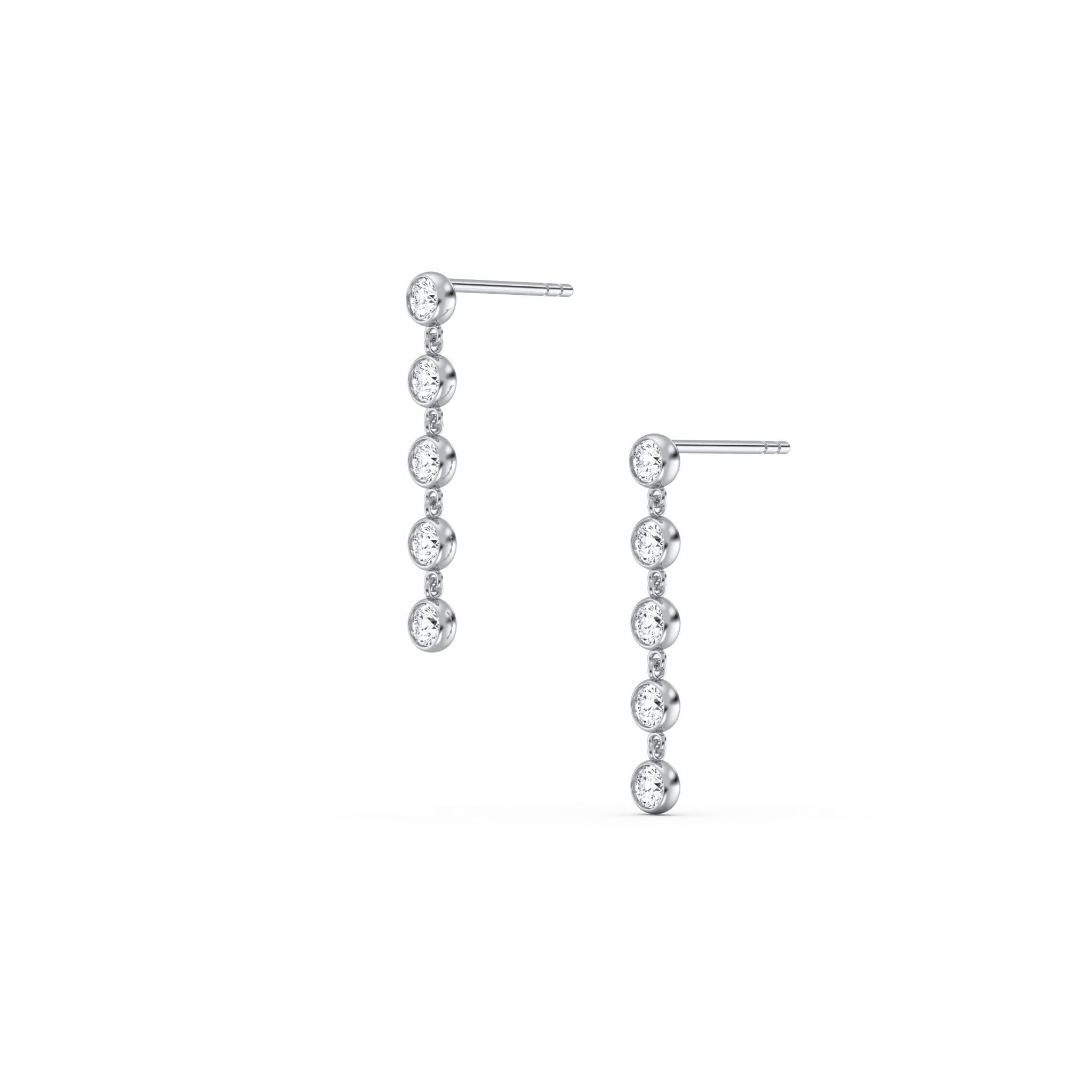 14K Solid Gold Bezel Dangle Earring With Lab Created Diamond - Image 6
