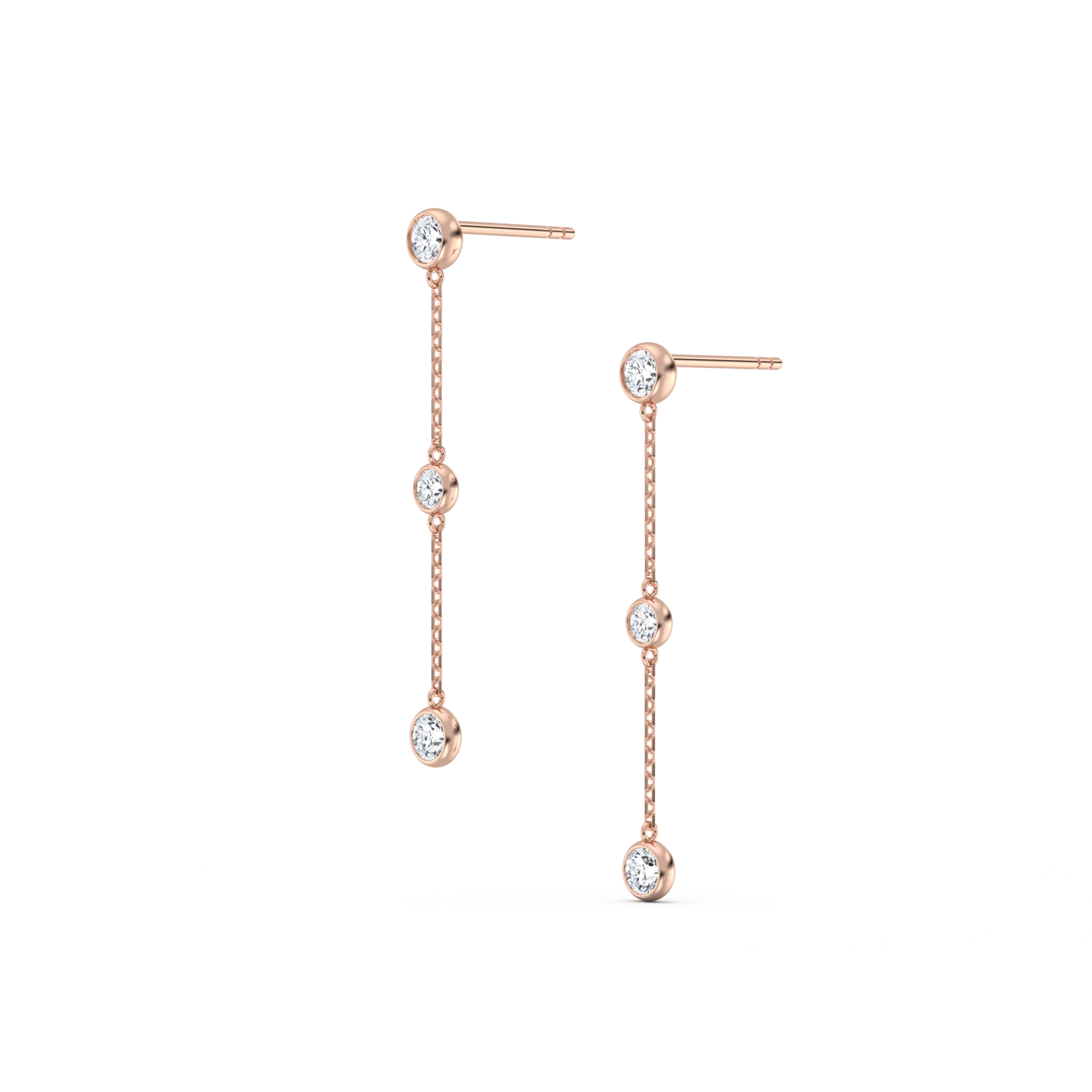 14K Solid Gold Bezel Set Drop Earring With Lab Diamond - Image 13