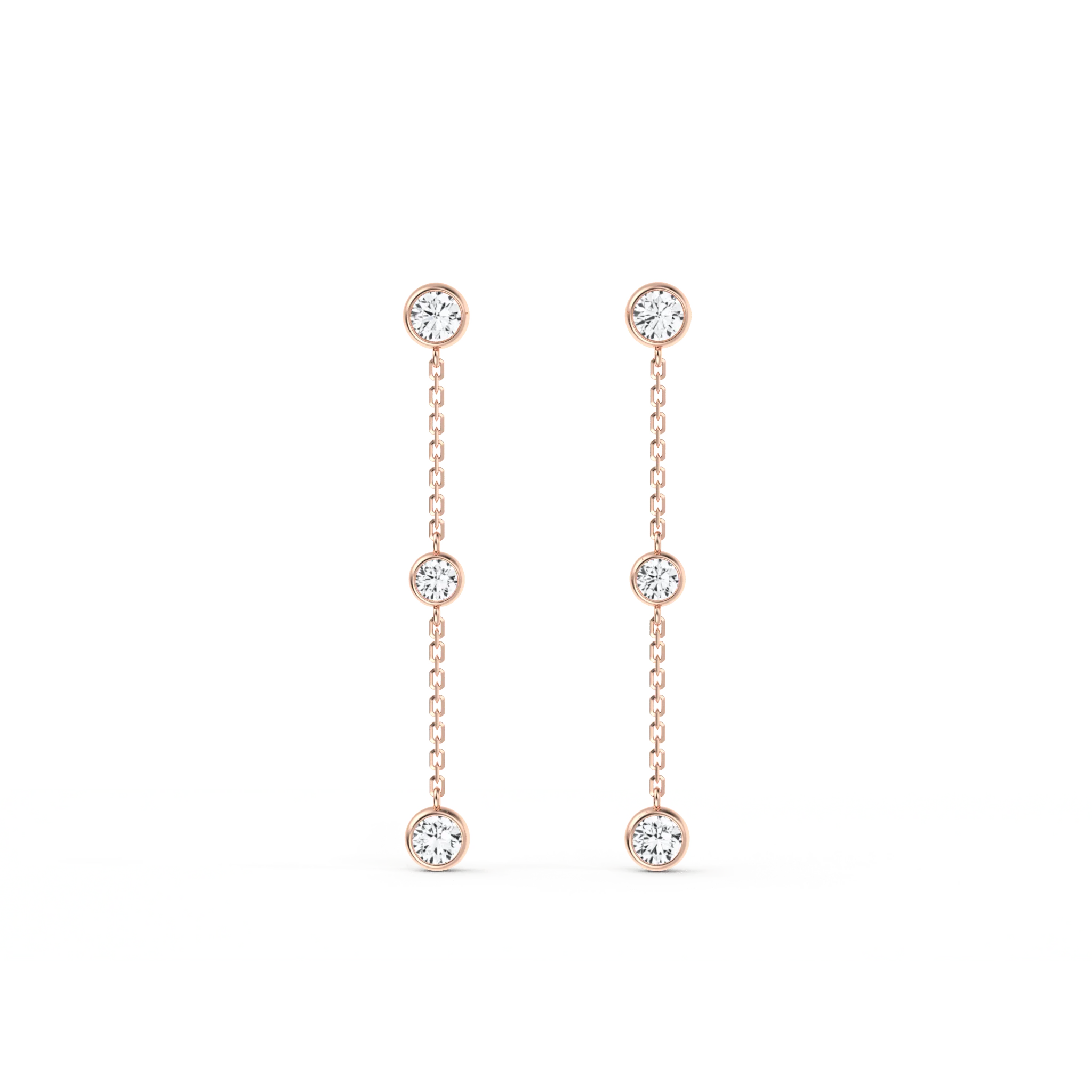 14K Solid Gold Bezel Set Drop Earring With Lab Diamond - Image 16