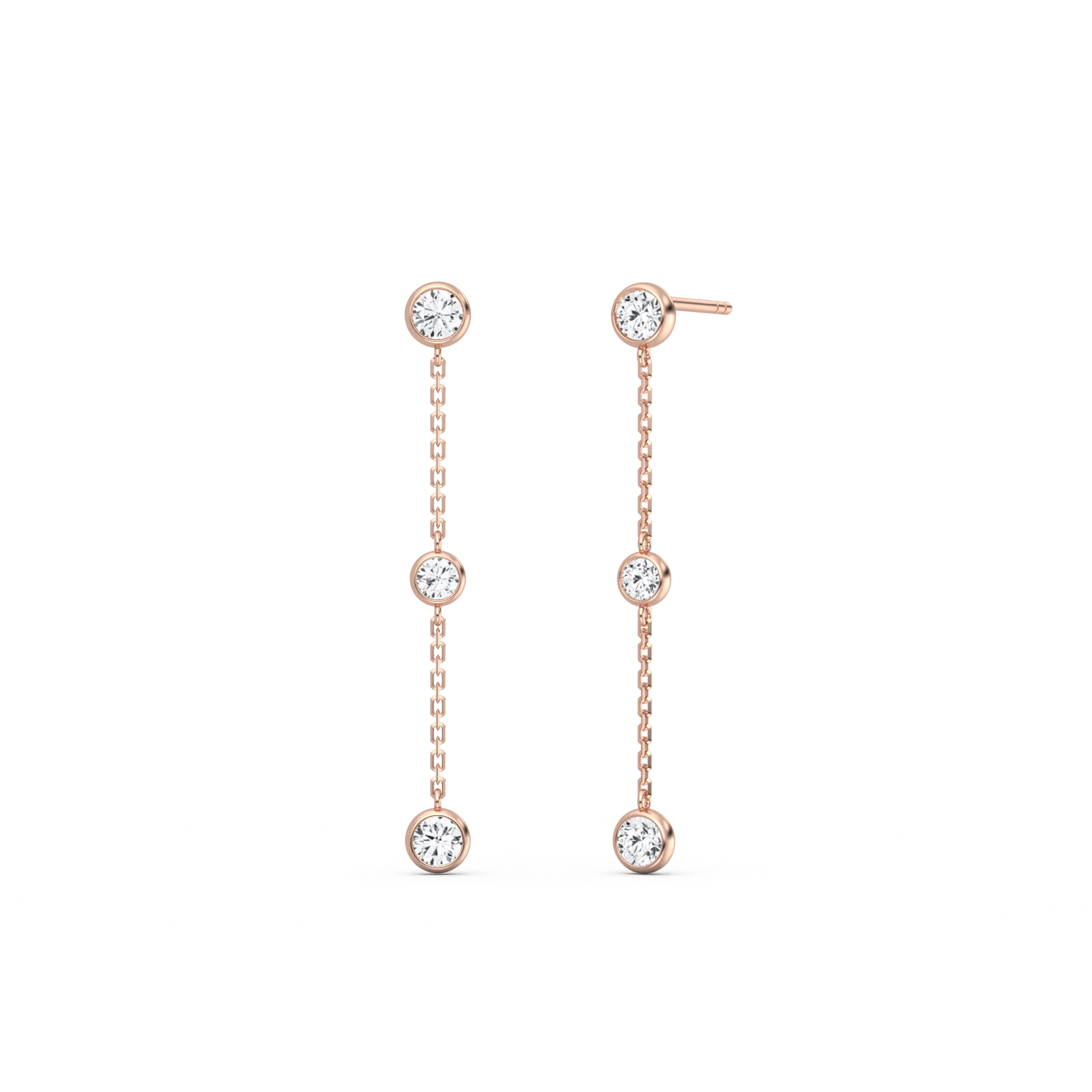 14K Solid Gold Bezel Set Drop Earring With Lab Diamond - Image 17