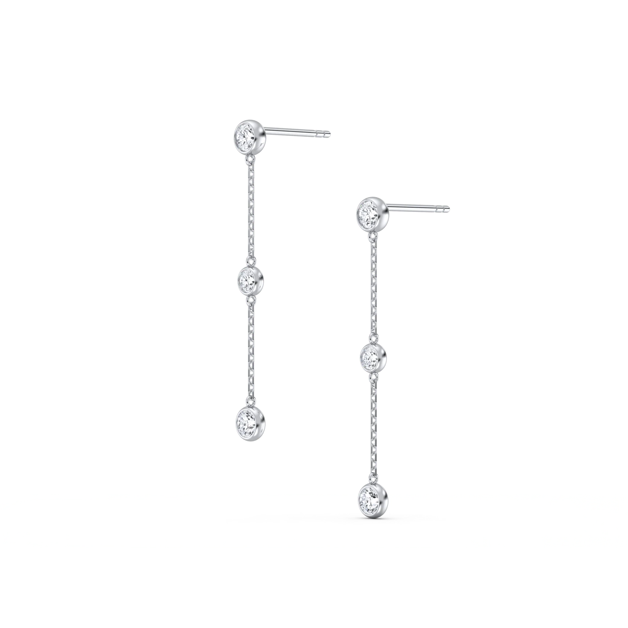 14K Solid Gold Bezel Set Drop Earring With Lab Diamond - Image 19