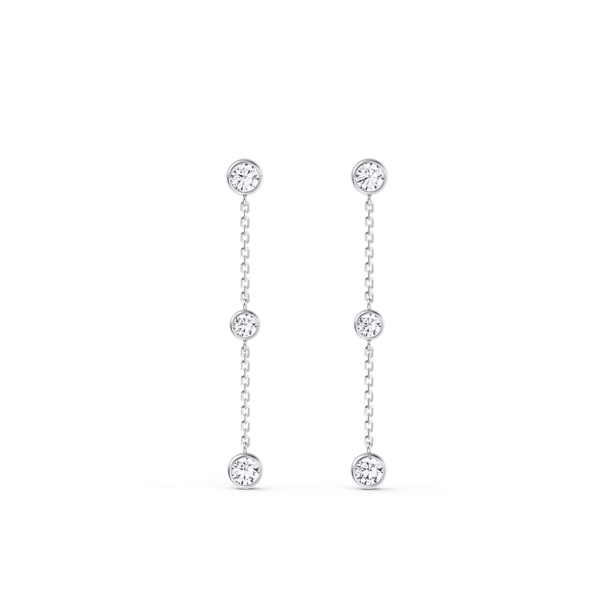 14K Solid Gold Bezel Set Drop Earring With Lab Diamond - Image 22