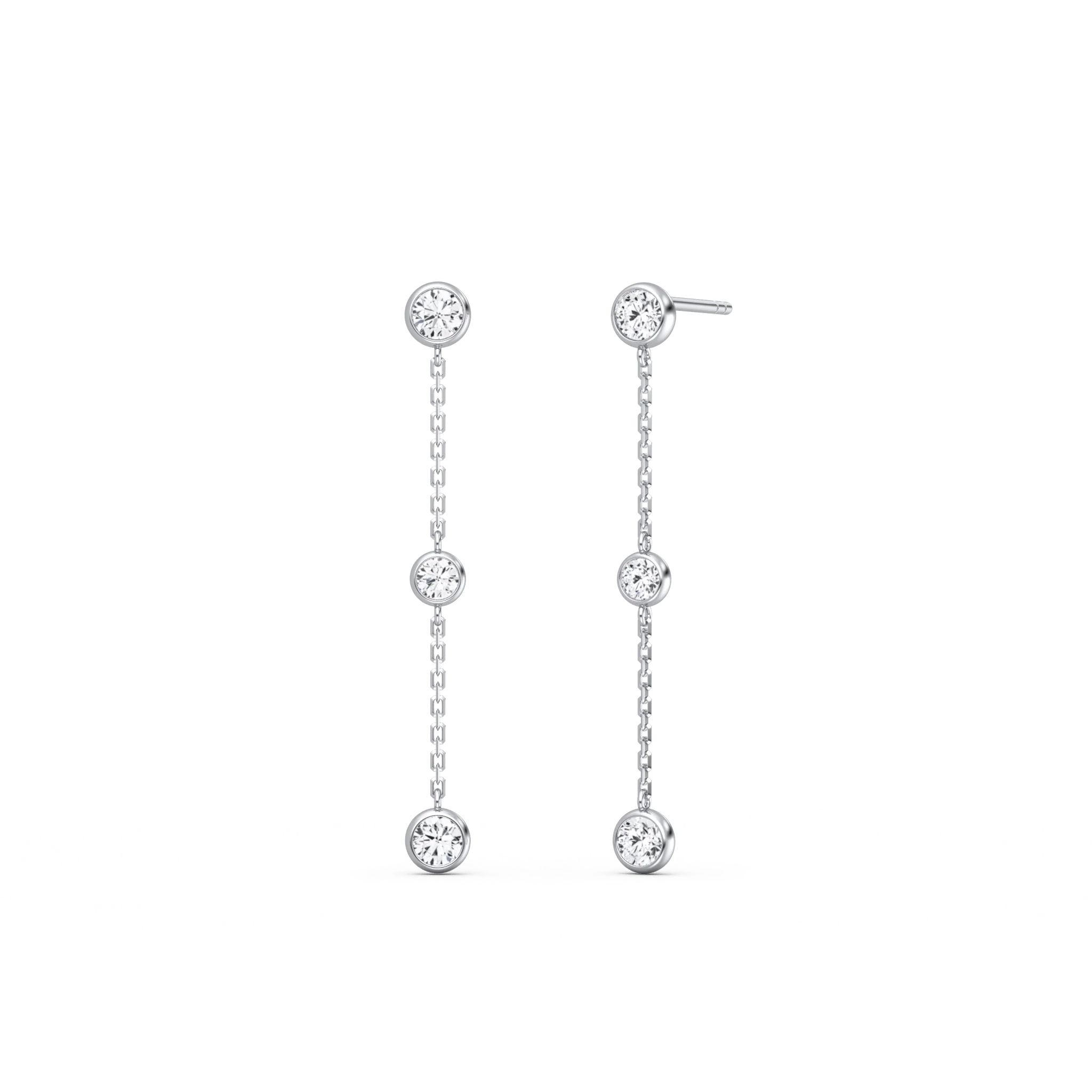 14K Solid Gold Bezel Set Drop Earring With Lab Diamond - Image 23
