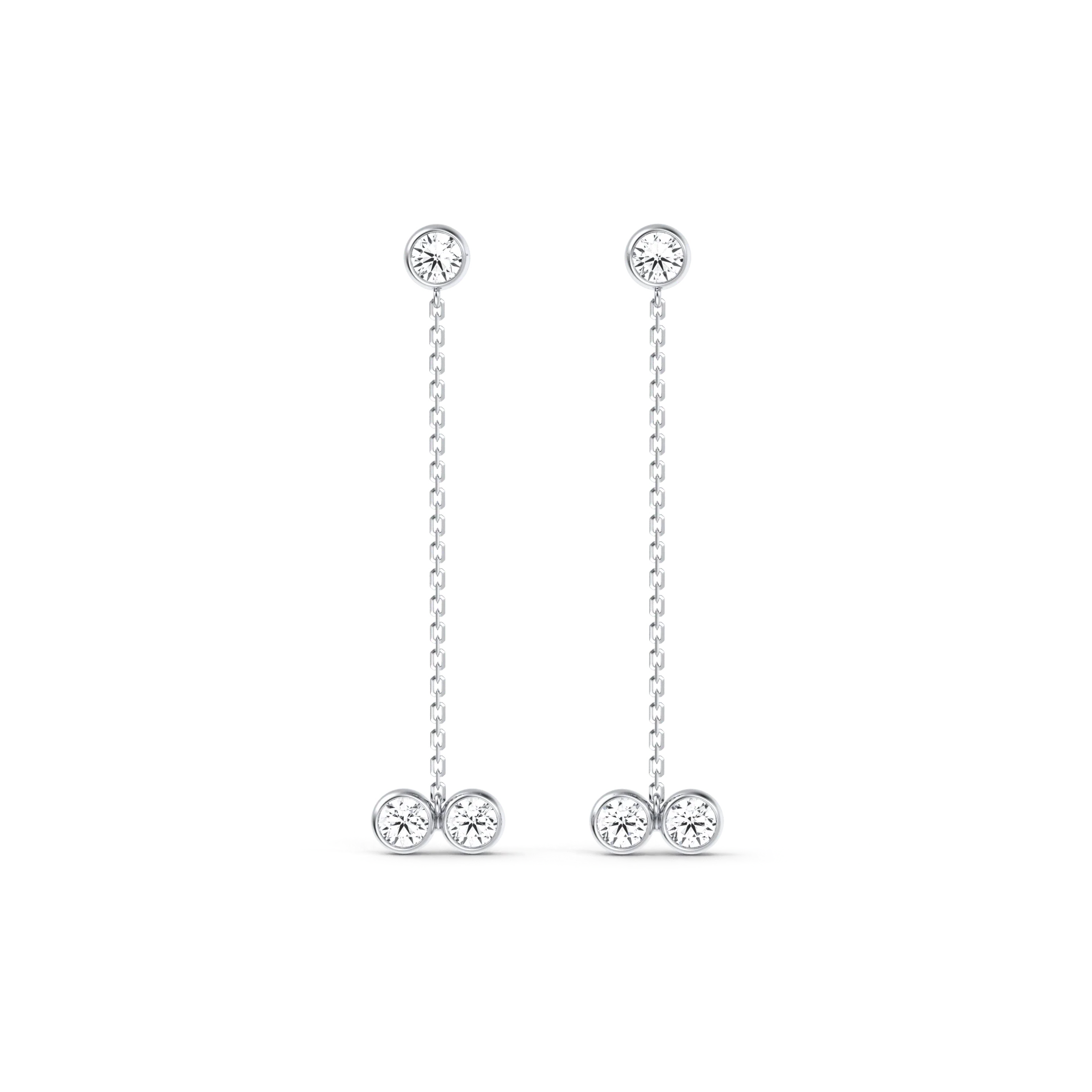 14K Solid Gold Chain Dangle Earring With Lab Diamond - Image 11
