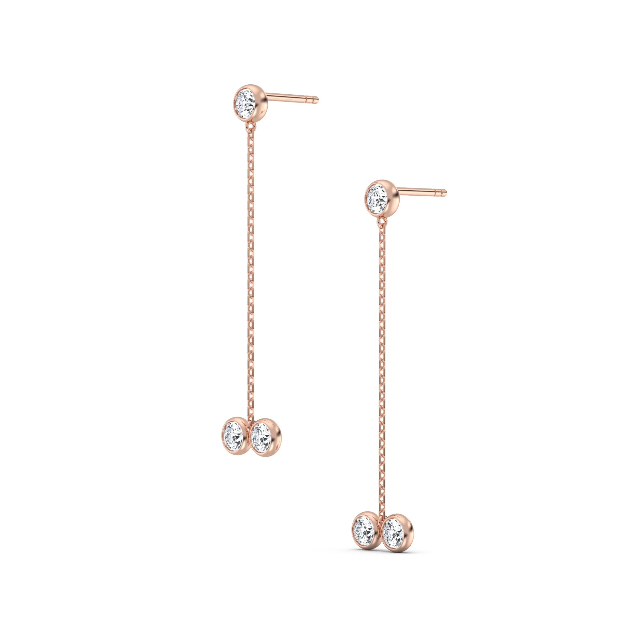 14K Solid Gold Chain Dangle Earring With Lab Diamond - Image 14