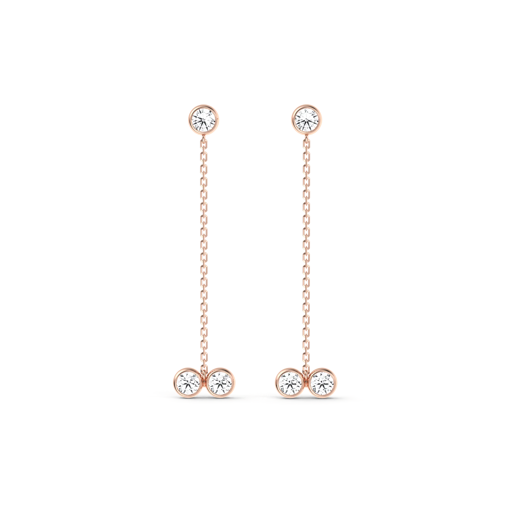 14K Solid Gold Chain Dangle Earring With Lab Diamond - Image 17