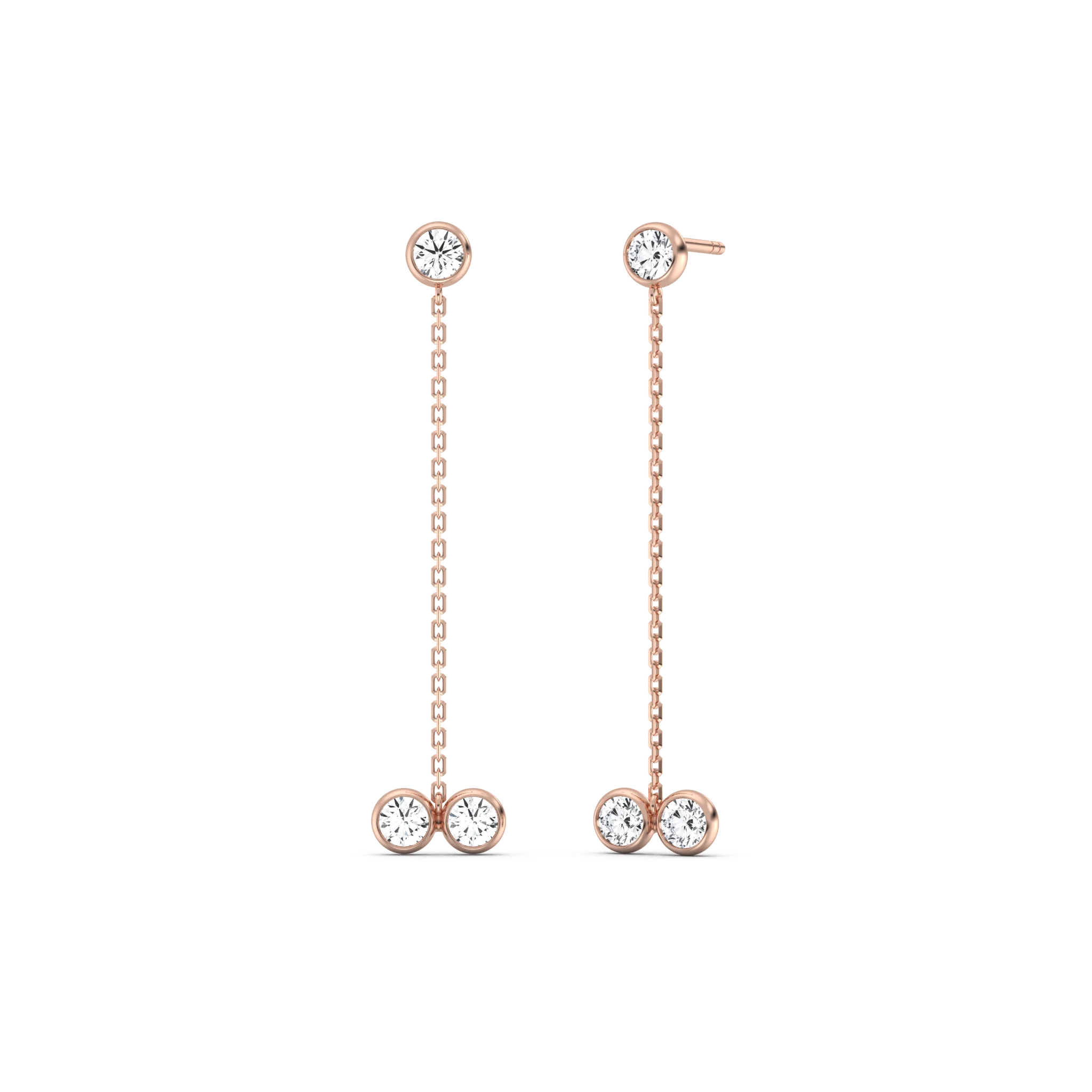 14K Solid Gold Chain Dangle Earring With Lab Diamond - Image 18