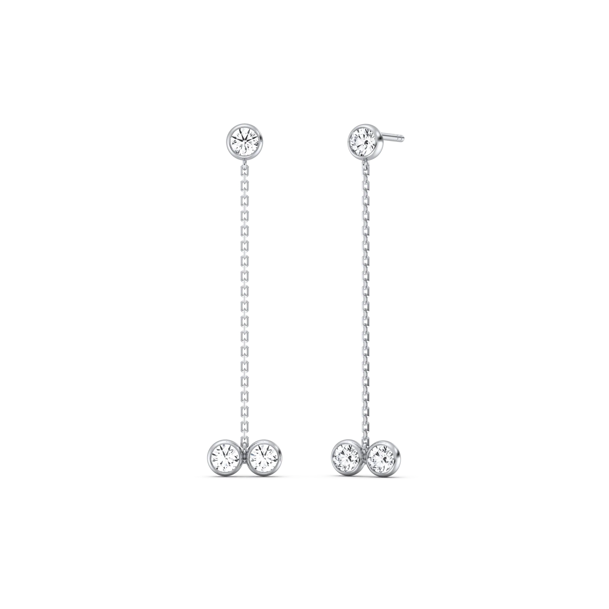 14K Solid Gold Chain Dangle Earring With Lab Diamond - Image 24