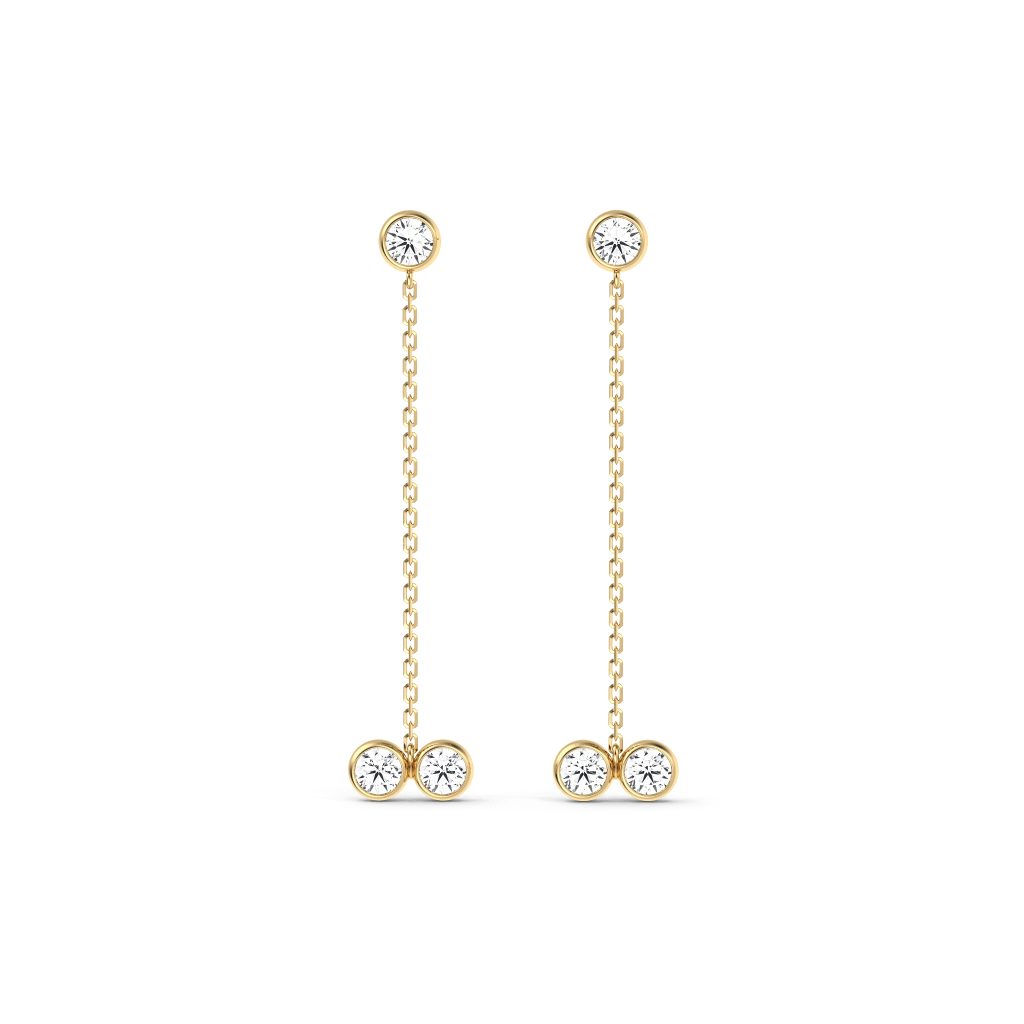 14K Solid Gold Chain Dangle Earring With Lab Diamond - Image 4