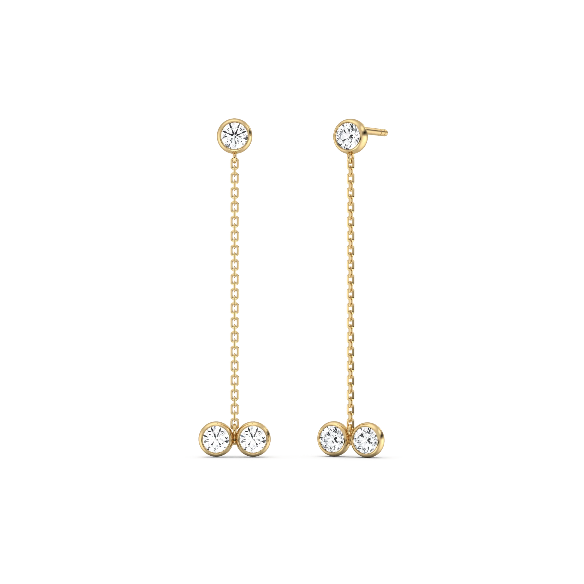 14K Solid Gold Chain Dangle Earring With Lab Diamond - Image 5