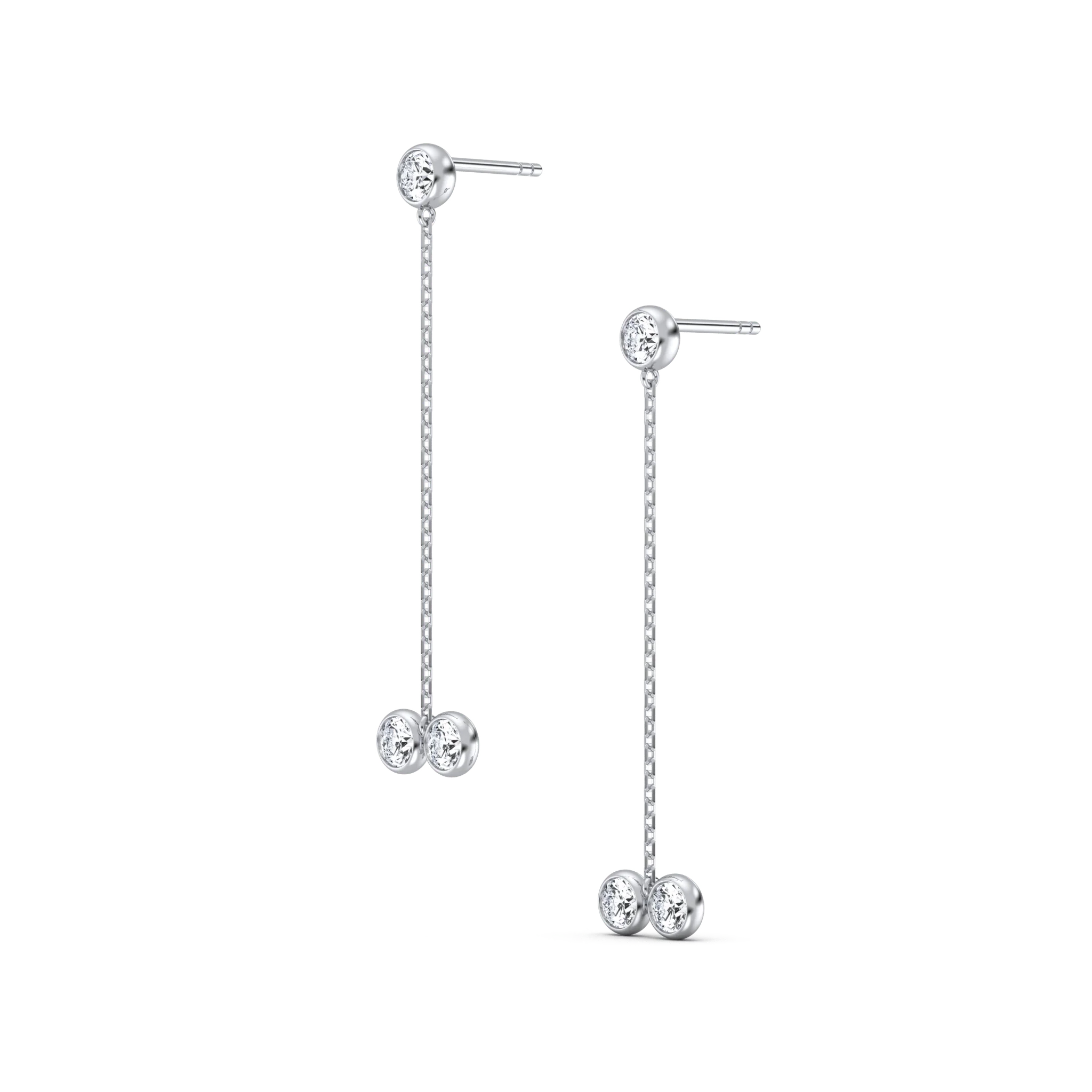 14K Solid Gold Chain Dangle Earring With Lab Diamond - Image 8