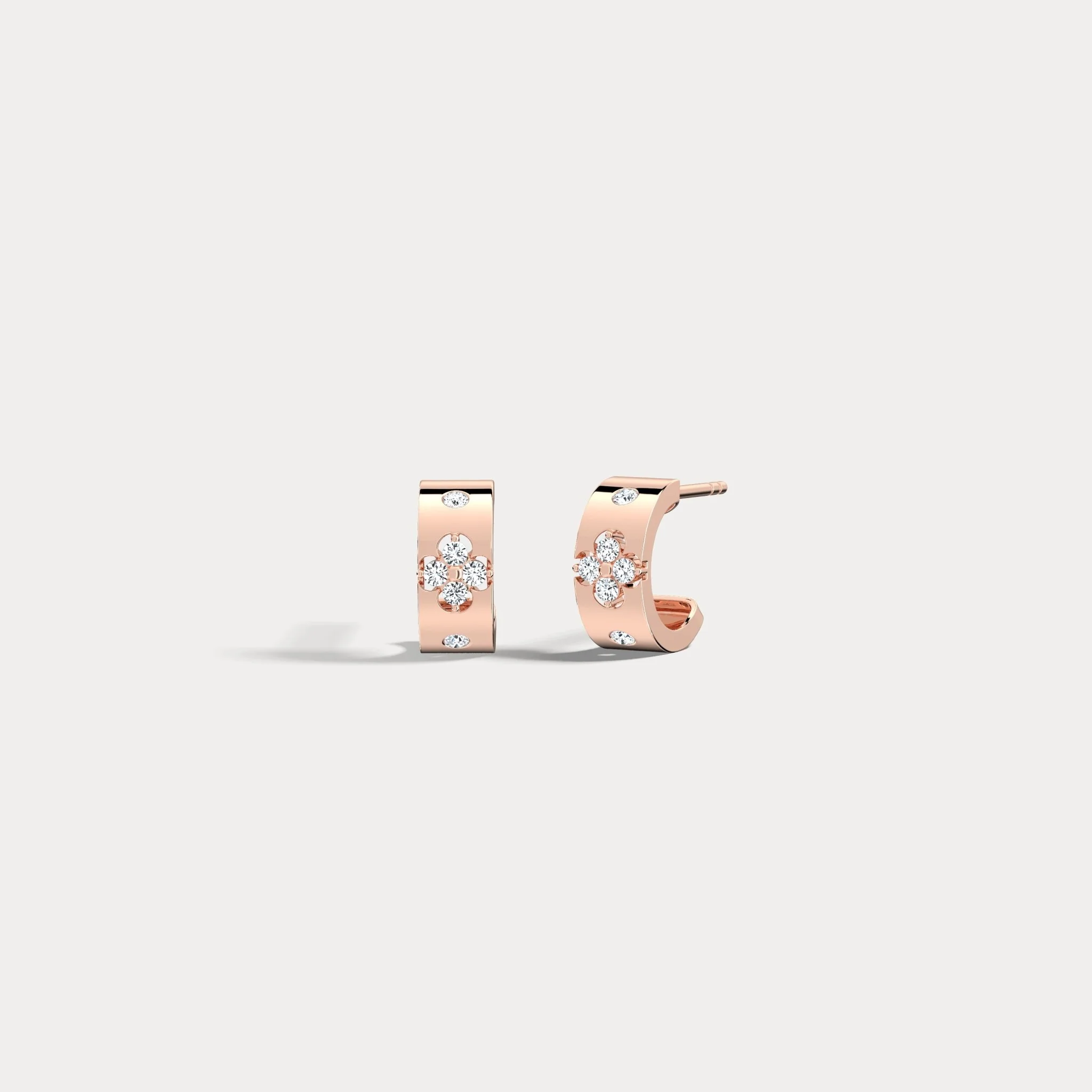 14K Gold Clover Diamond Hoop Earrings in 10mm - Image 14