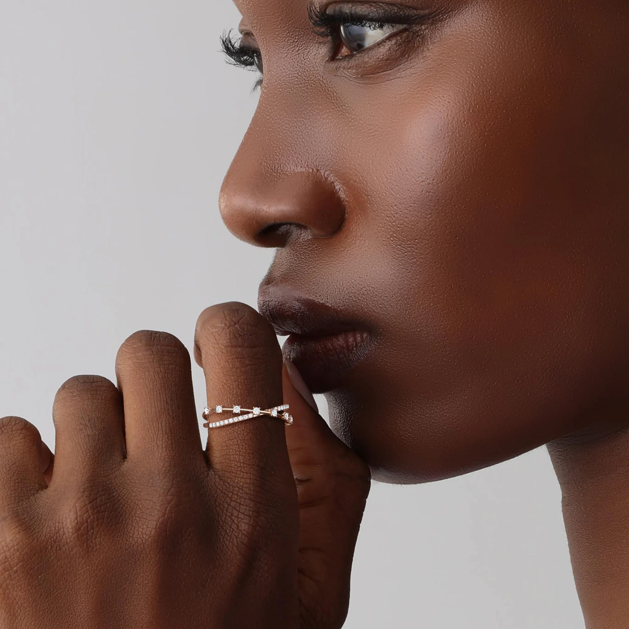 14K Solid Gold Crisscross Lab-Grown Diamond Ring - Image 21