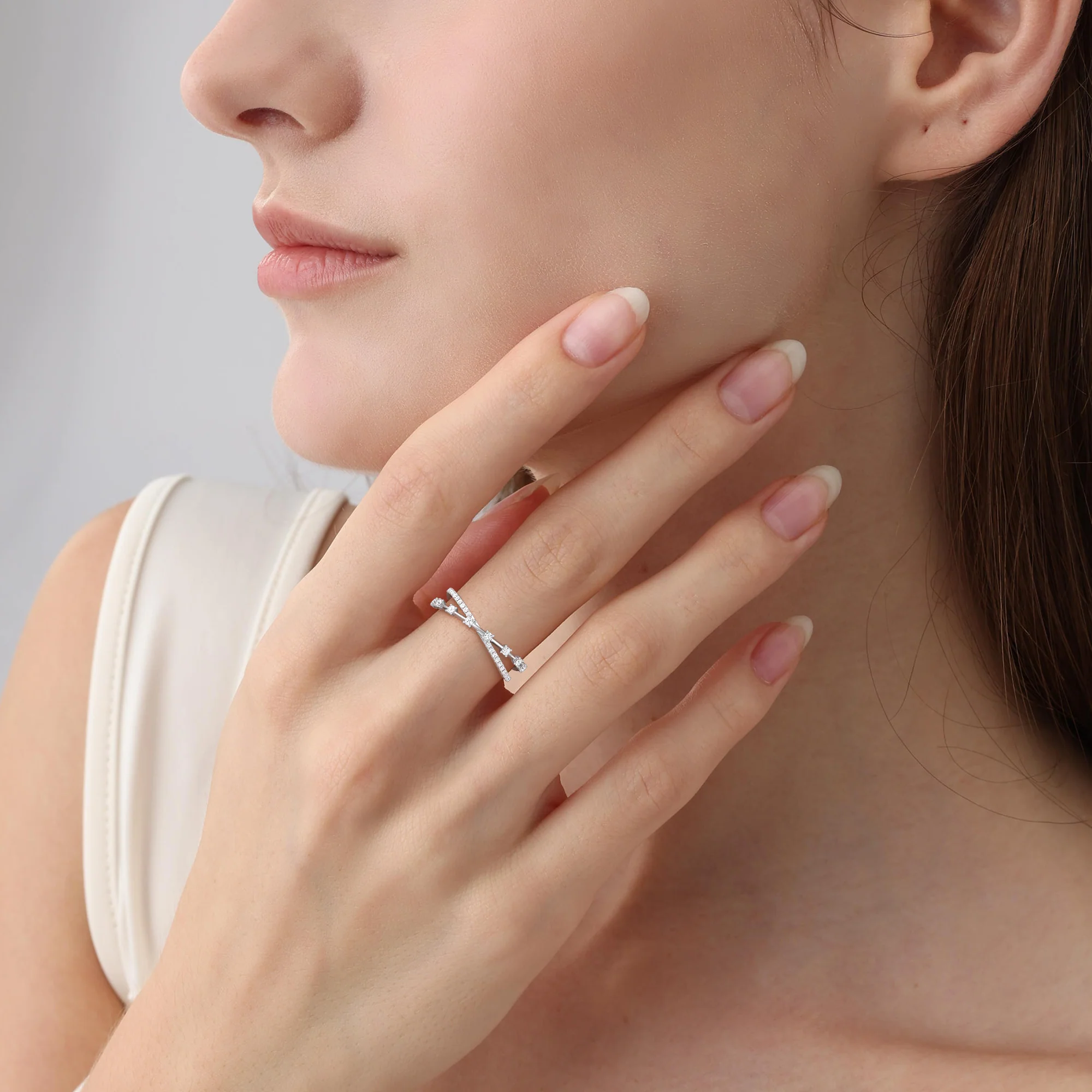 14K Solid Gold Crisscross Lab-Grown Diamond Ring - Image 24