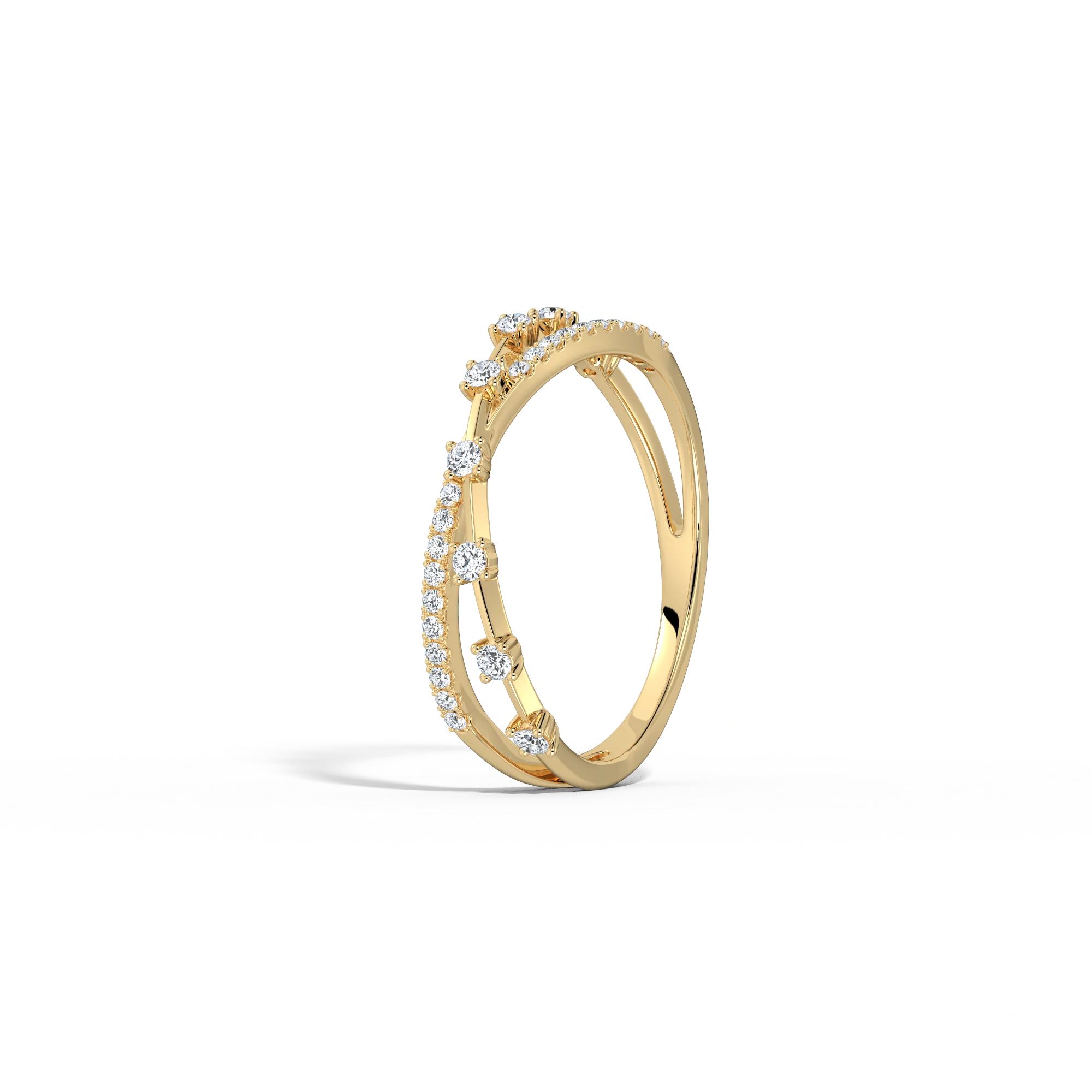 14K Solid Gold Crisscross Lab-Grown Diamond Ring - Image 4