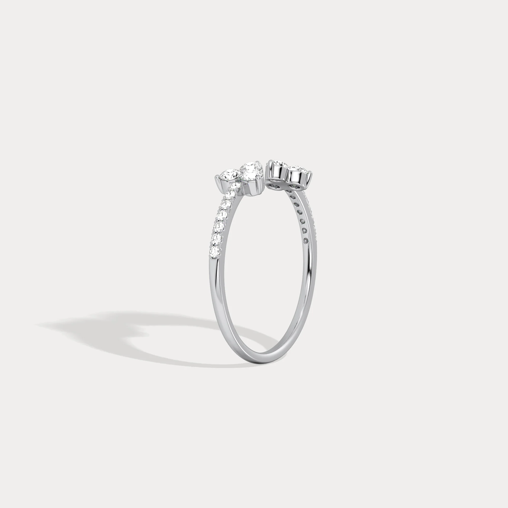 14K Solid Gold Cuff Open Promise Ring With Lab Diamond - Image 11