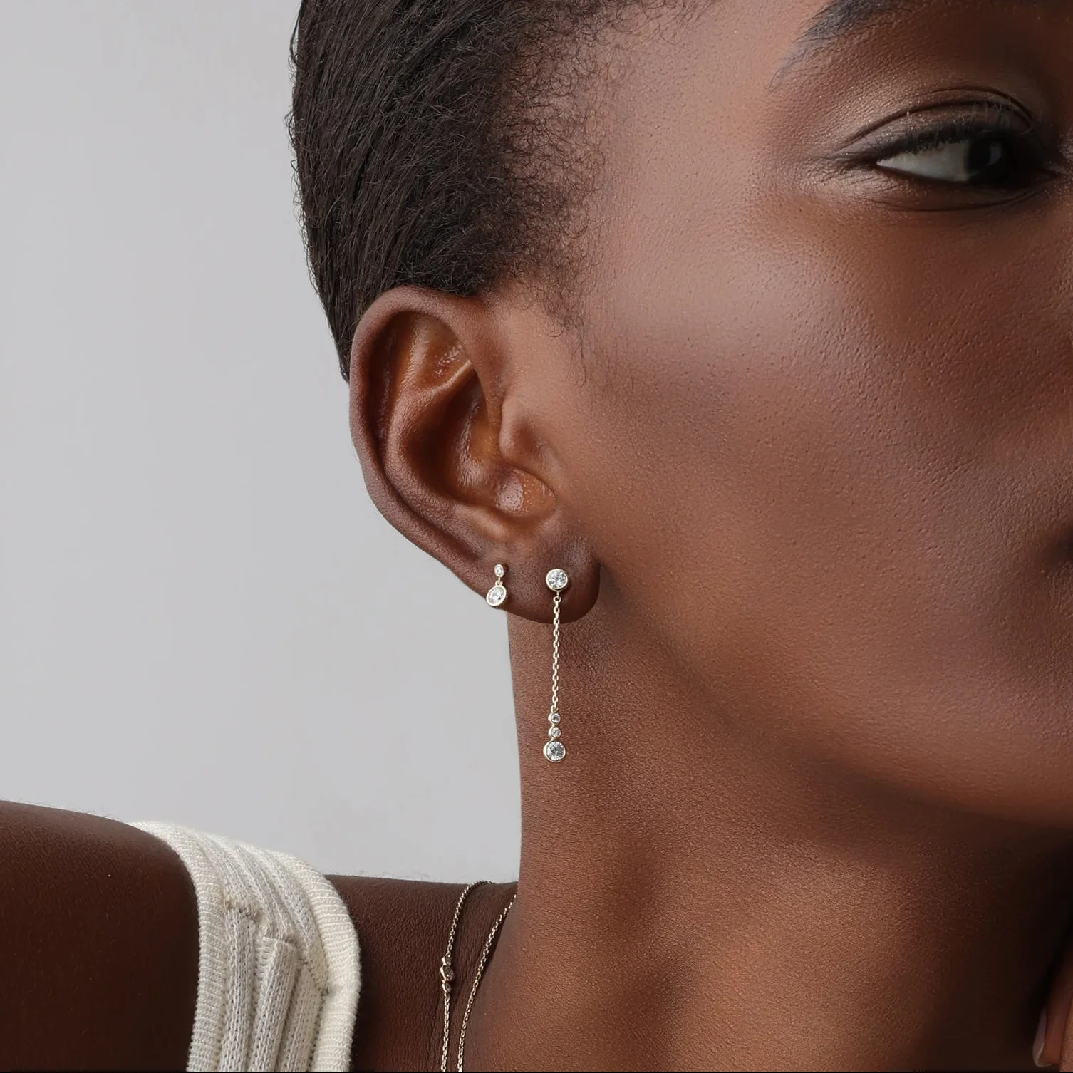 14K Solid Gold Dazzling Drop Earring With Lab Diamond - Image 3