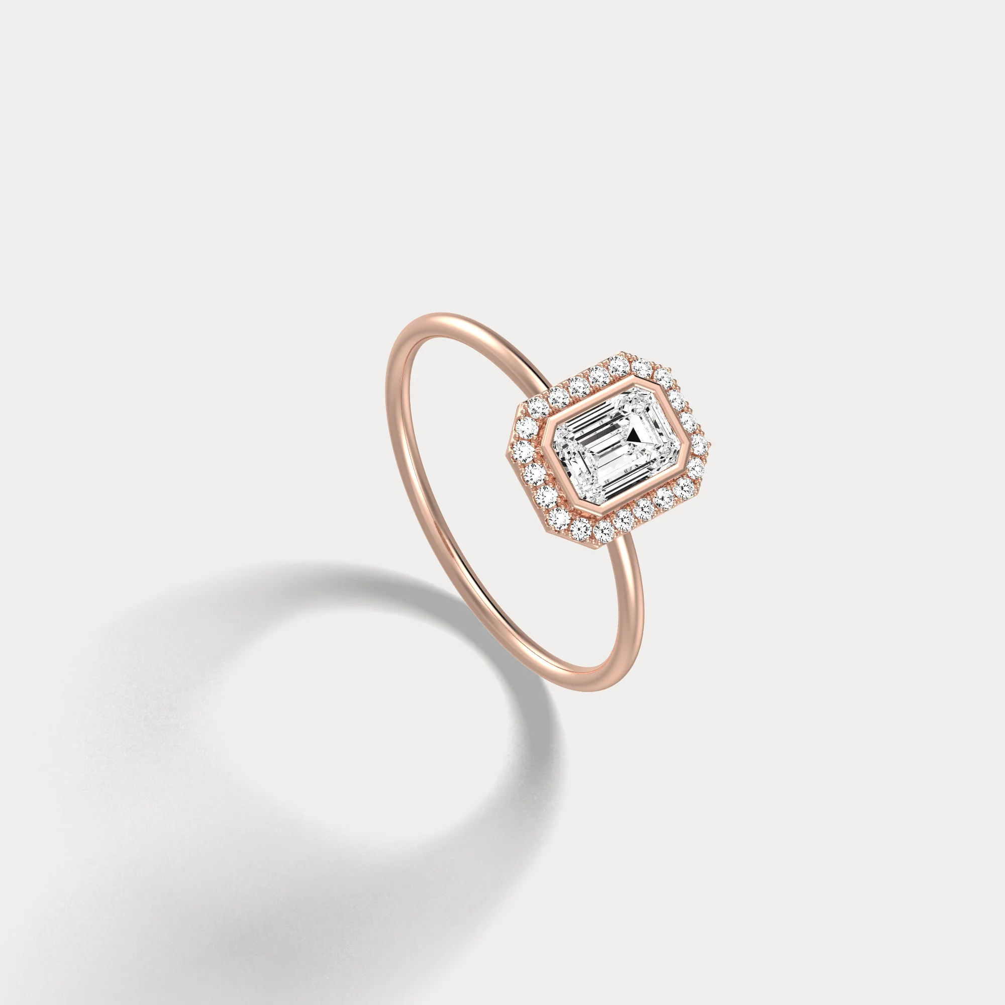 14K Solid Gold Halo Promise Ring With 0.61CTW Lab Diamond - Image 22