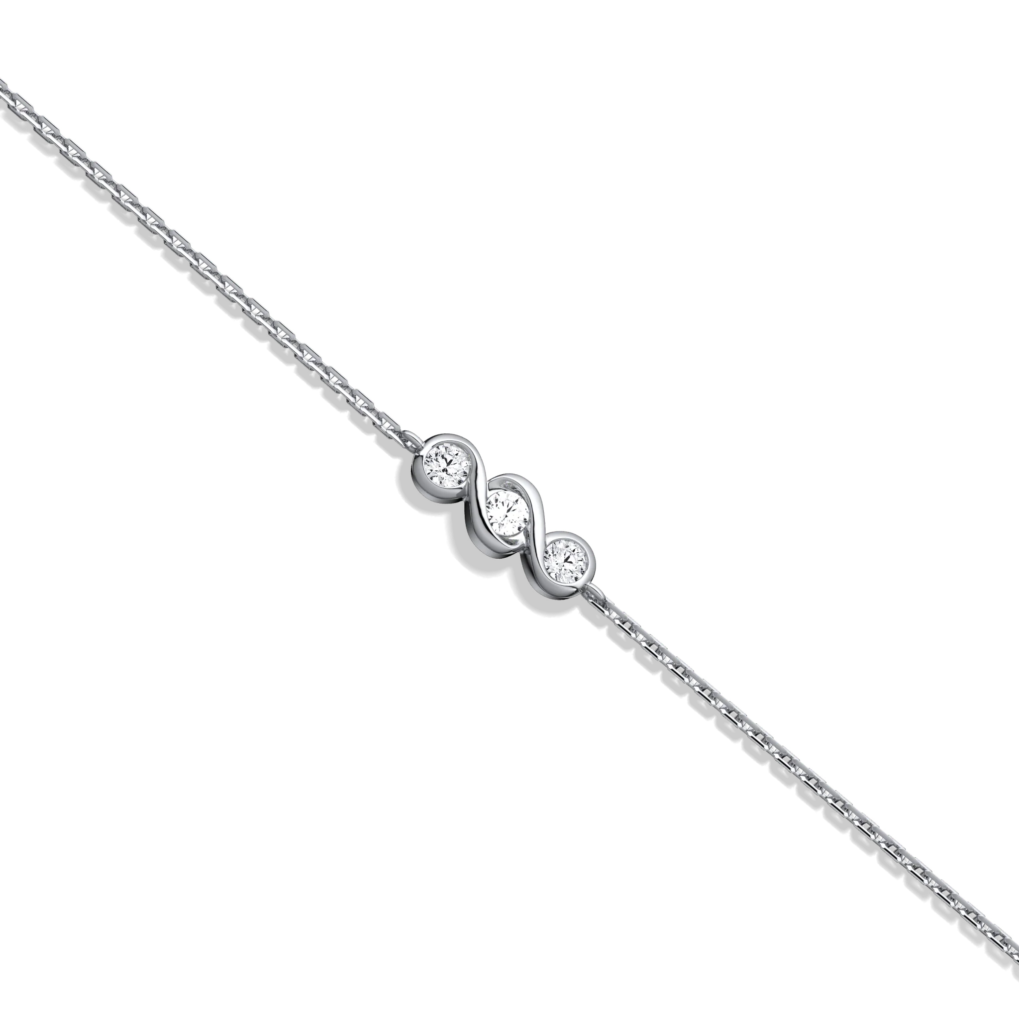 14K Solid Gold Lab Created Diamond Bezel Set Trio Bracelet - Image 11