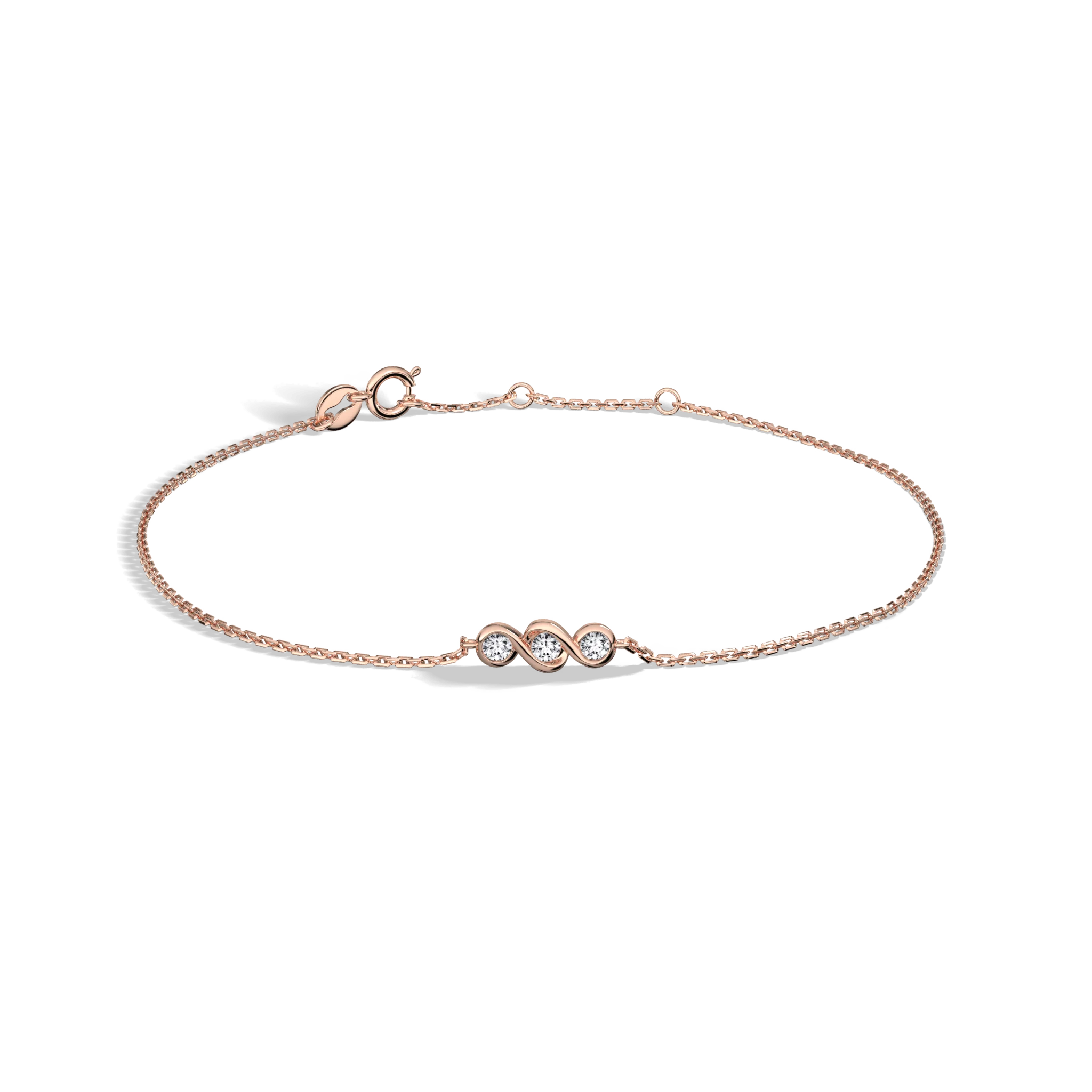 14K Solid Gold Lab Created Diamond Bezel Set Trio Bracelet - Image 14