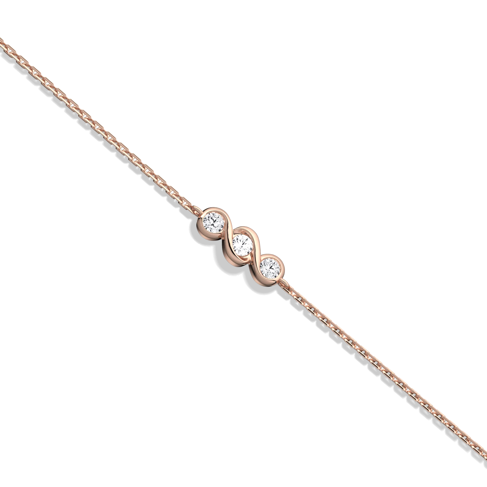 14K Solid Gold Lab Created Diamond Bezel Set Trio Bracelet - Image 17