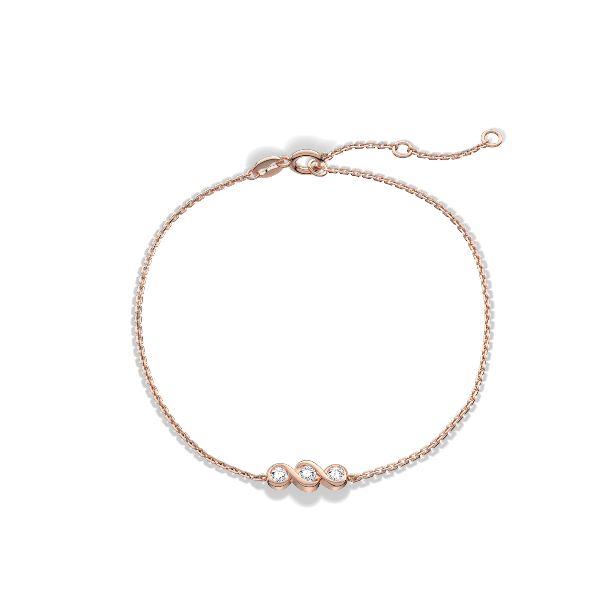 14K Solid Gold Lab Created Diamond Bezel Set Trio Bracelet - Image 18