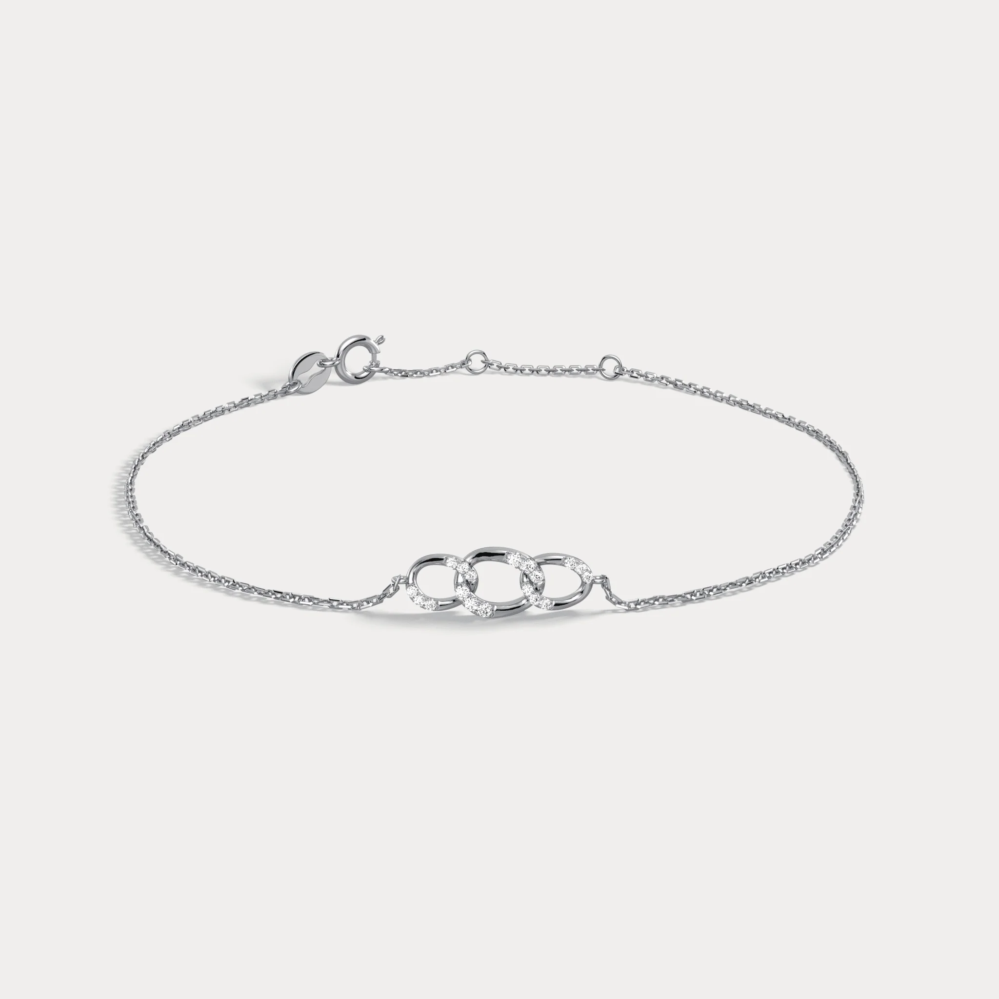 14K Solid Gold Pavé Triple Link Bracelet With Lab Diamond - Image 25