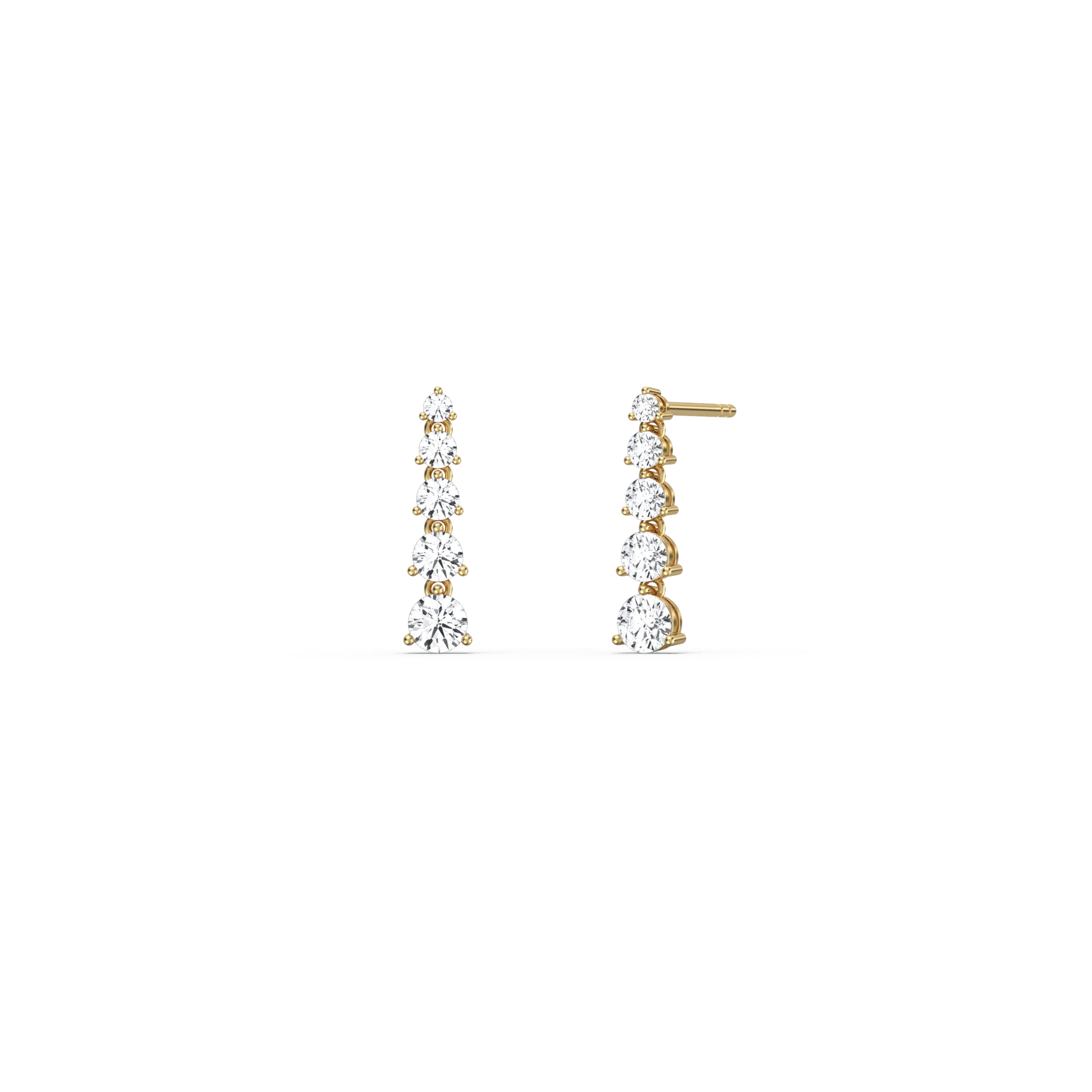 14K Solid Gold Round Dangle Earring With Lab-Grown Diamond - Image 4