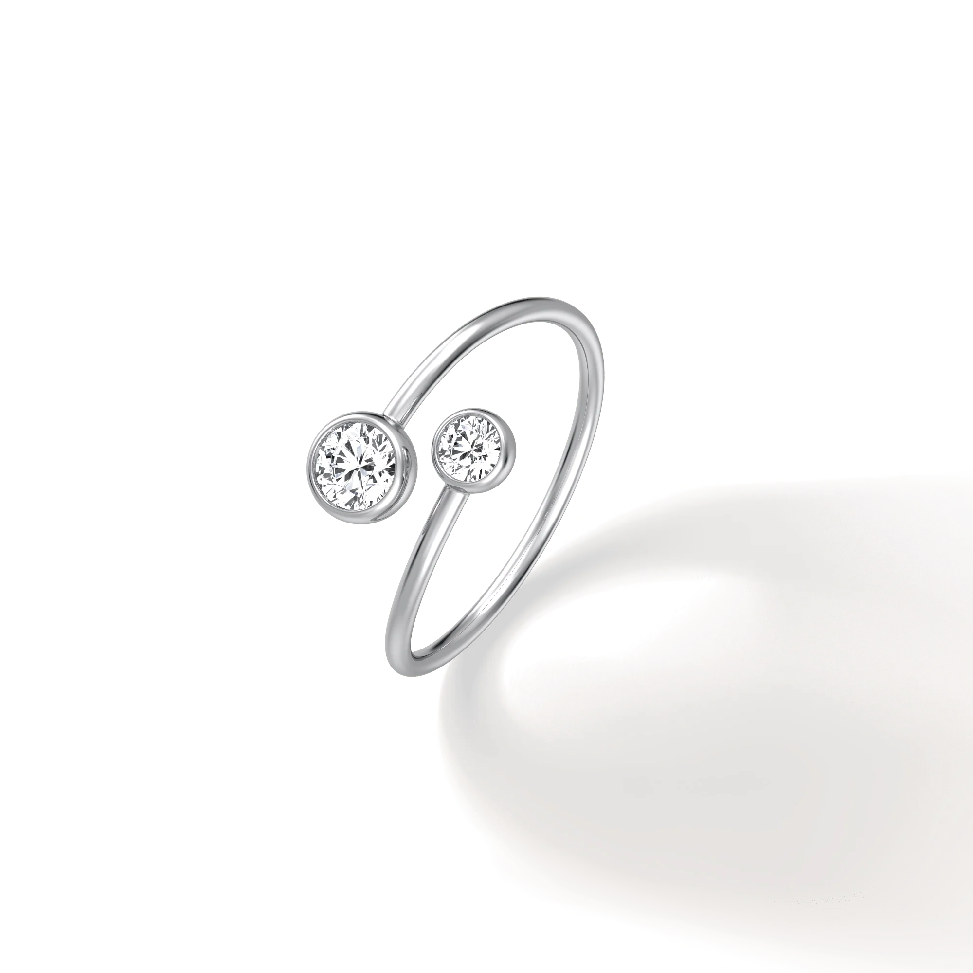 14K Solid Gold Two Stone Bezel Promise Ring With Lab Diamond - Image 26