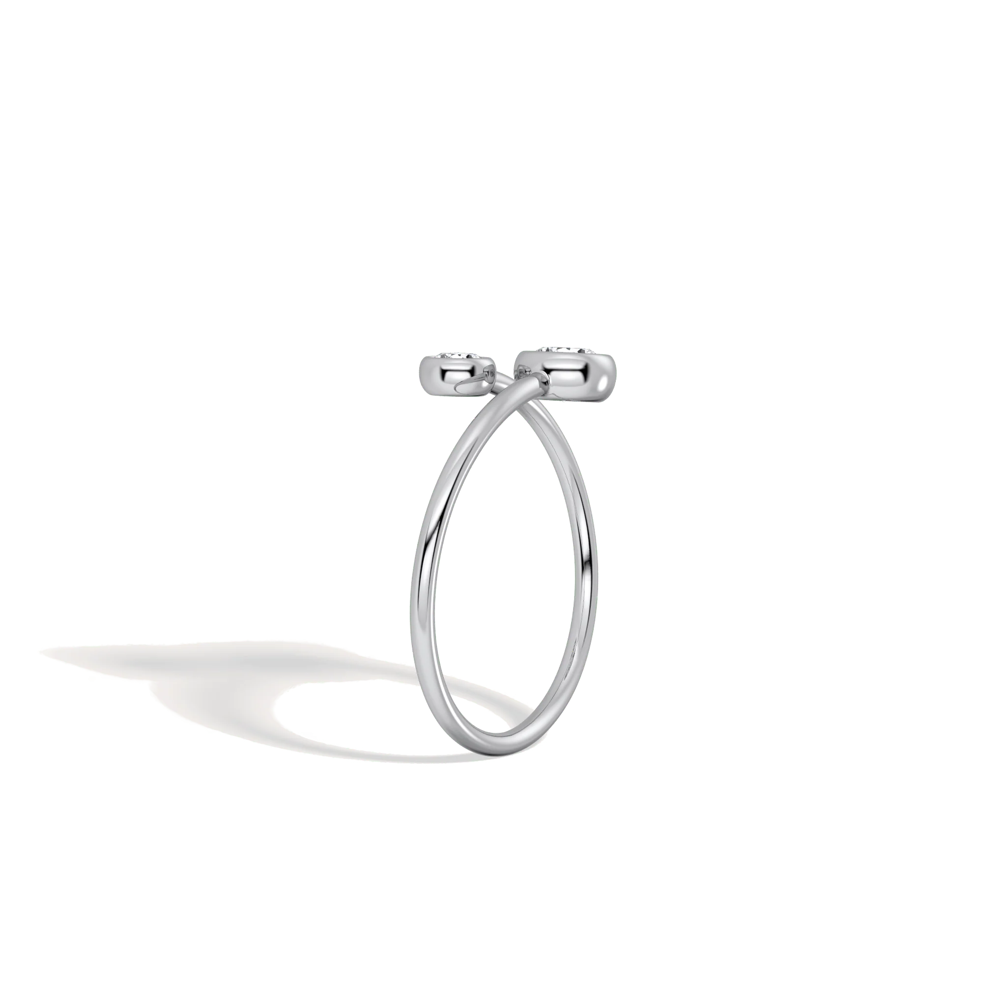 14K Solid Gold Two Stone Bezel Promise Ring With Lab Diamond - Image 29