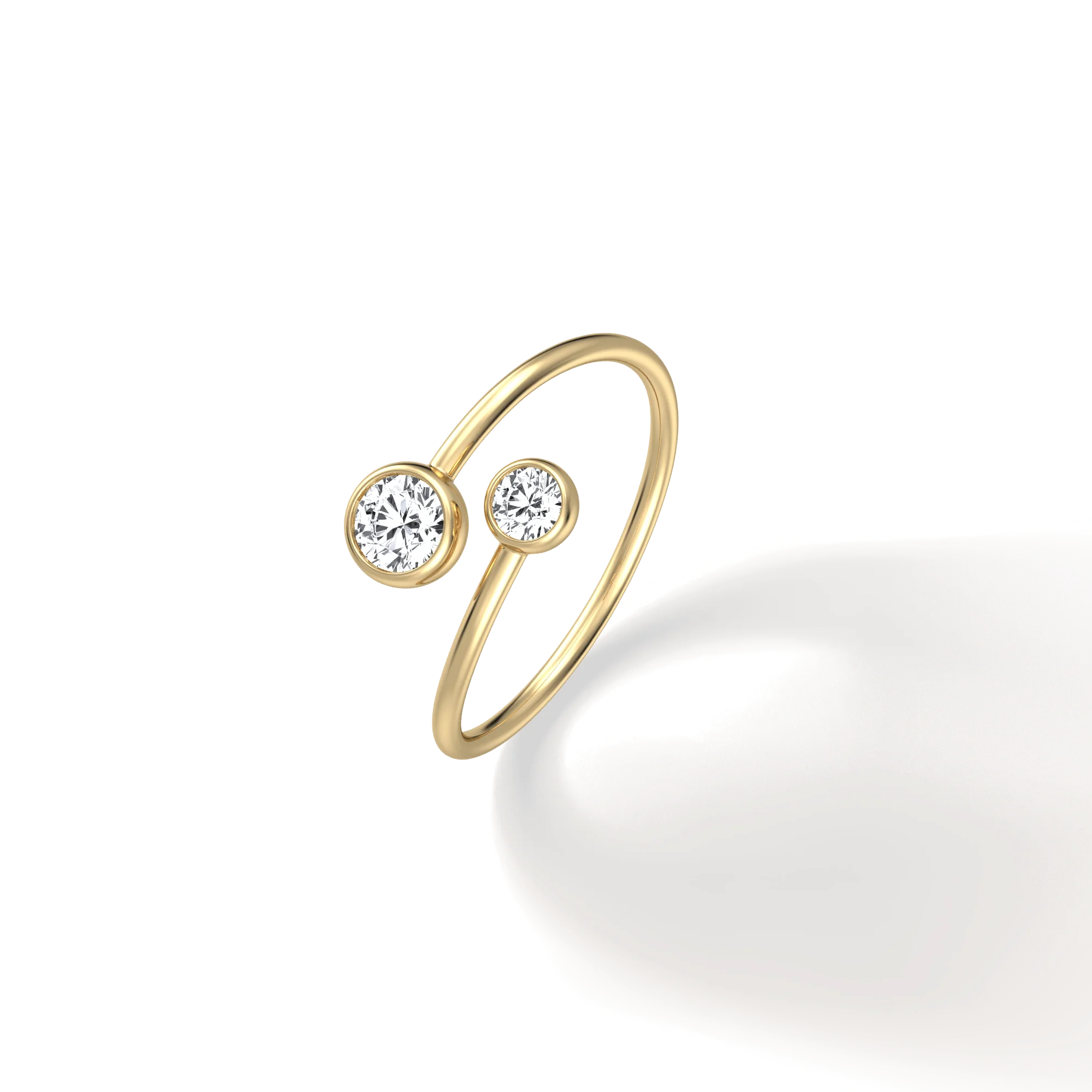 14K Solid Gold Two Stone Bezel Promise Ring With Lab Diamond - Image 4