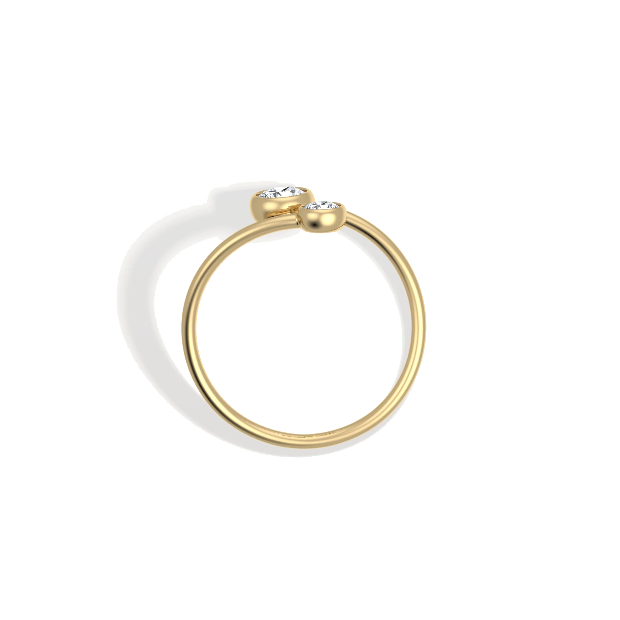 14K Solid Gold Two Stone Bezel Promise Ring With Lab Diamond - Image 5