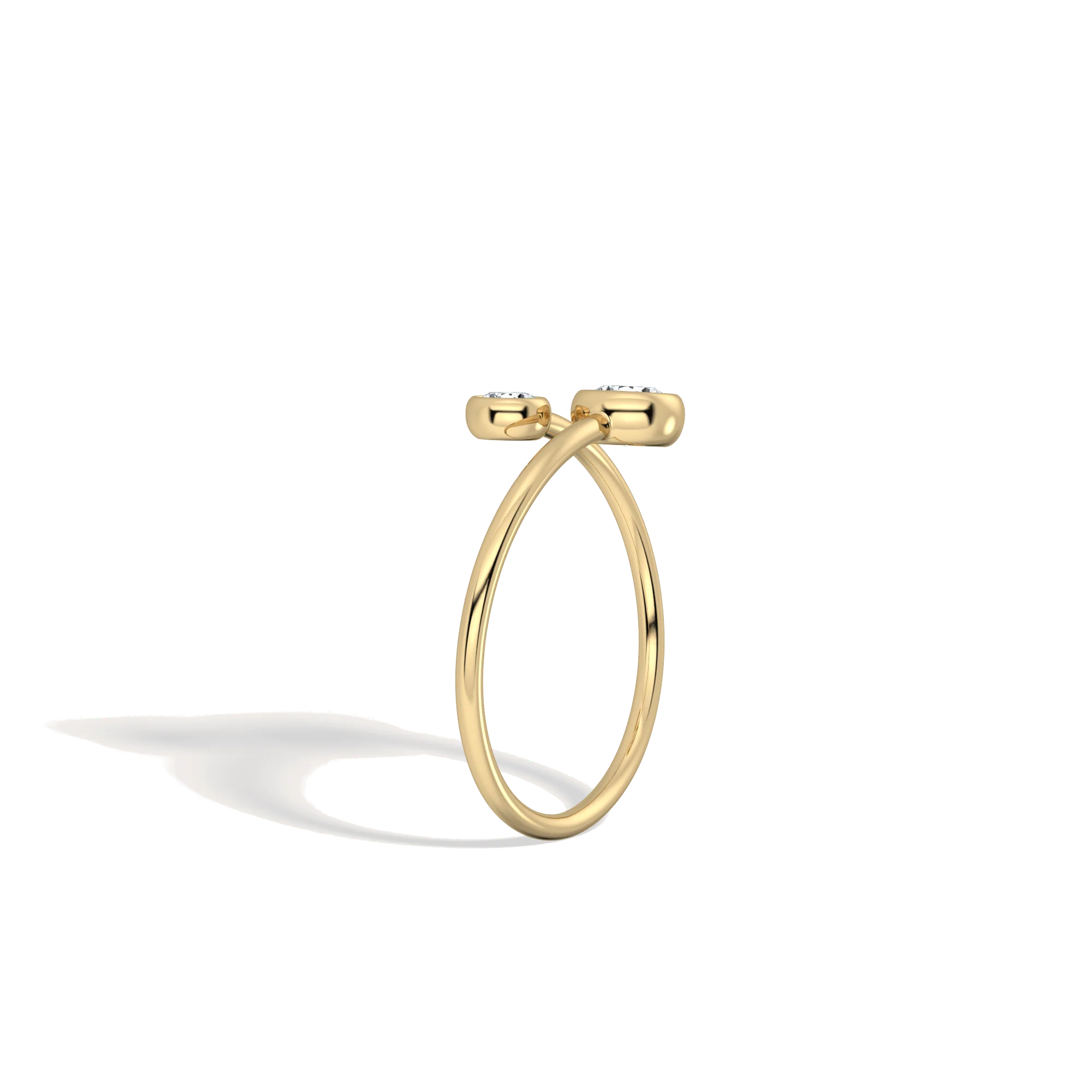 14K Solid Gold Two Stone Bezel Promise Ring With Lab Diamond - Image 7