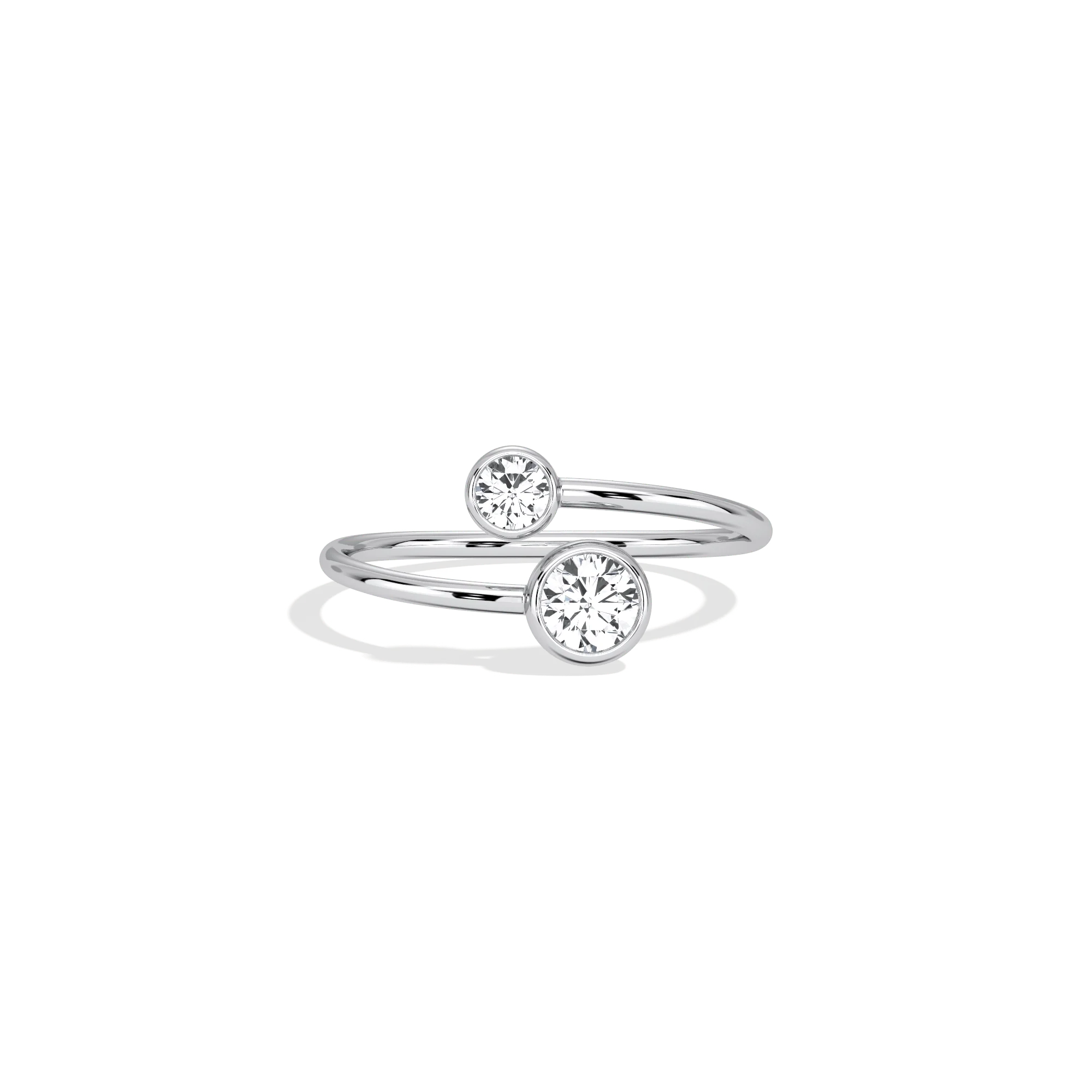 14K Solid Gold Two Stone Bezel Promise Ring With Lab Diamond - Image 9
