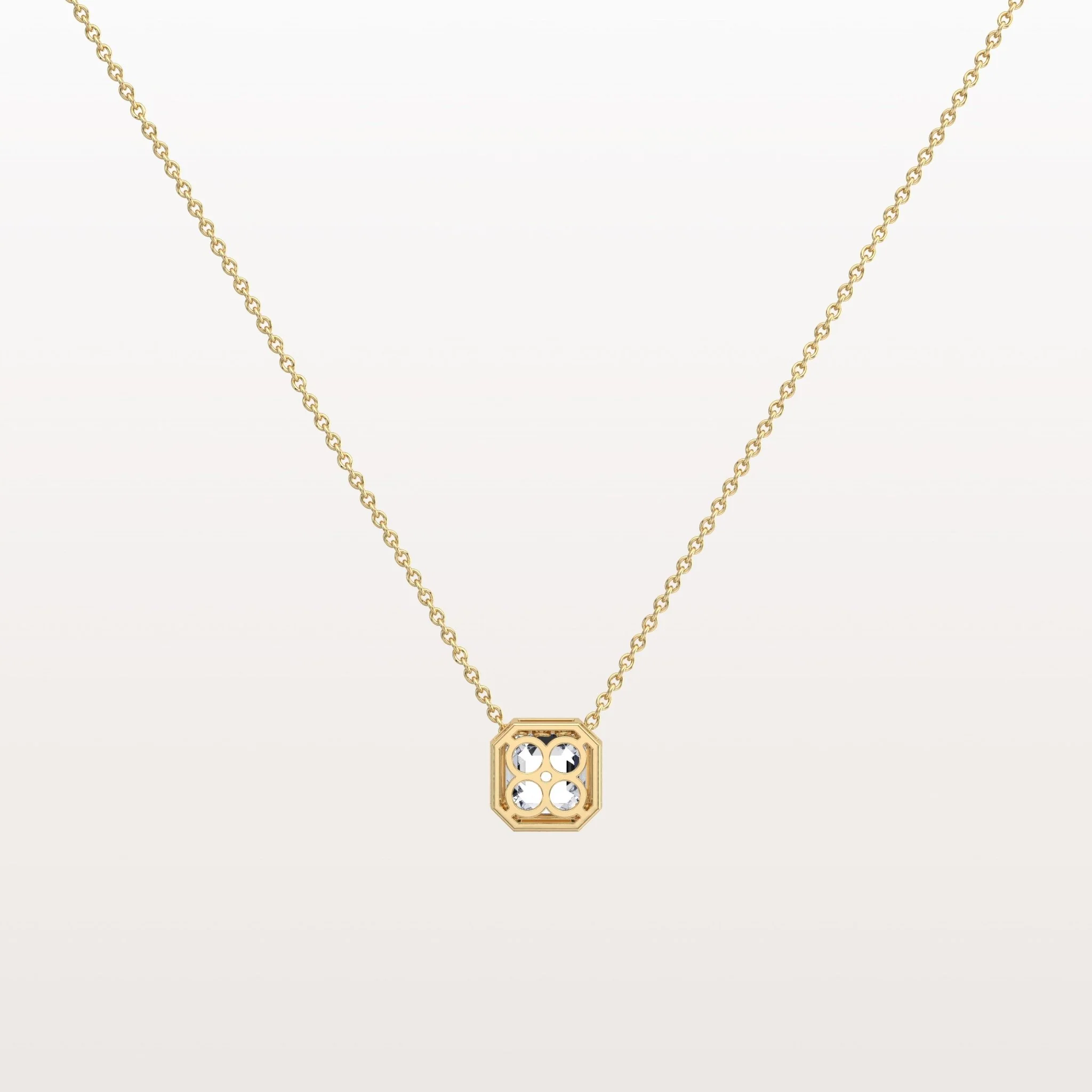 1CT Asscher Cut Lab Diamond Octagon Shape Pendant Necklace - Image 4