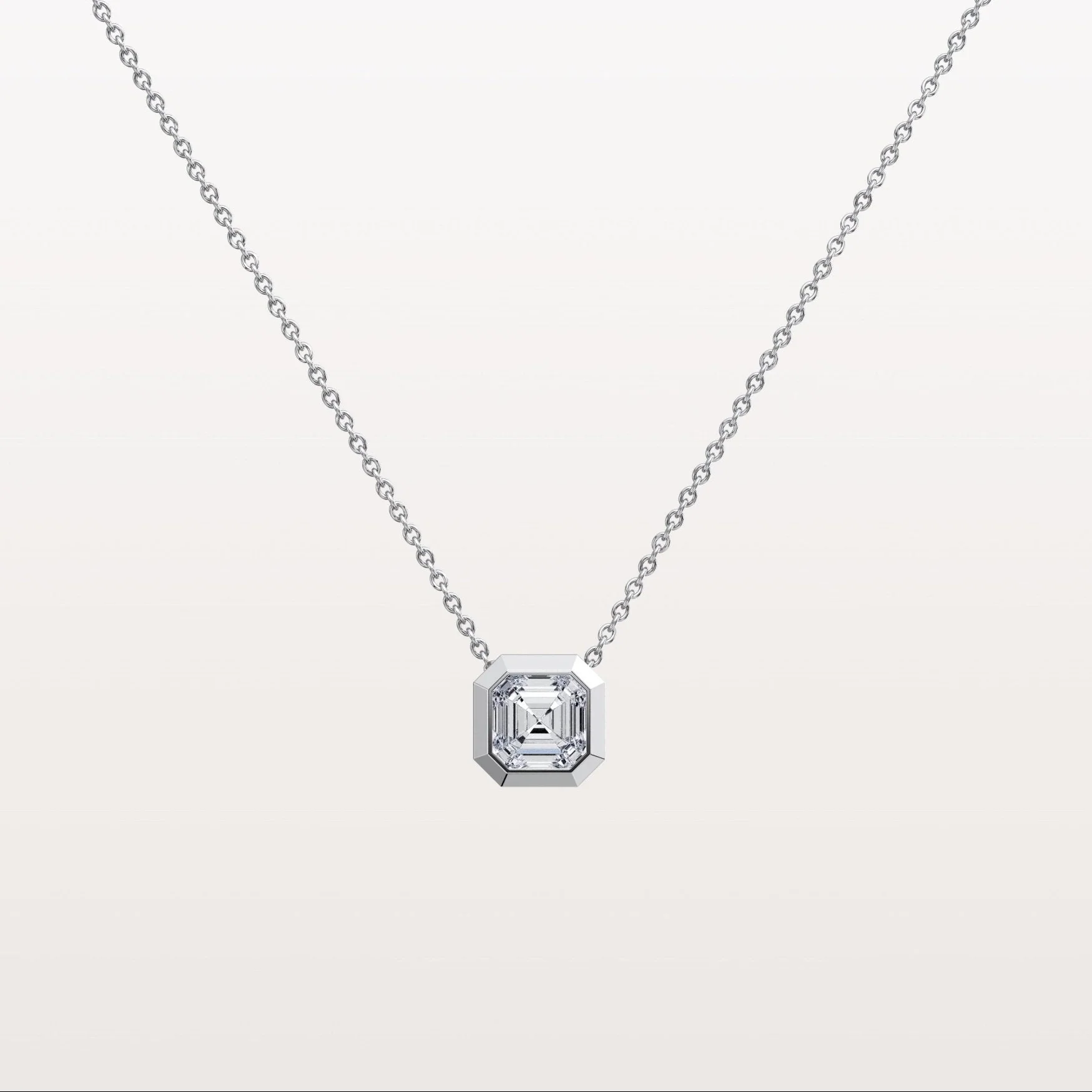 1CT Asscher Cut Lab Diamond Octagon Shape Pendant Necklace - Image 8