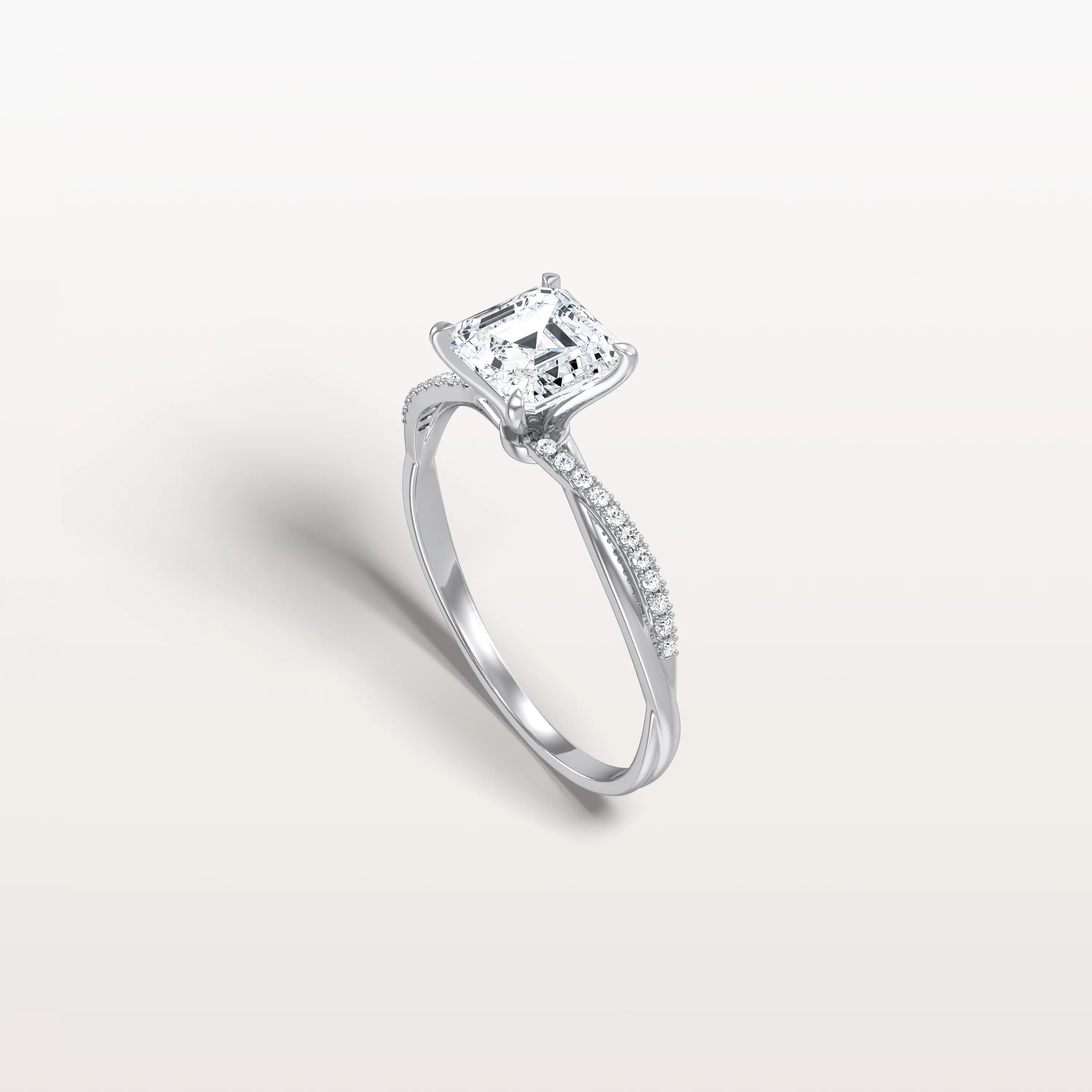 Nova丨1CT Asscher Cut Lab Diamond Twisted Engagement Ring In Solid Gold/Platinum - Image 15