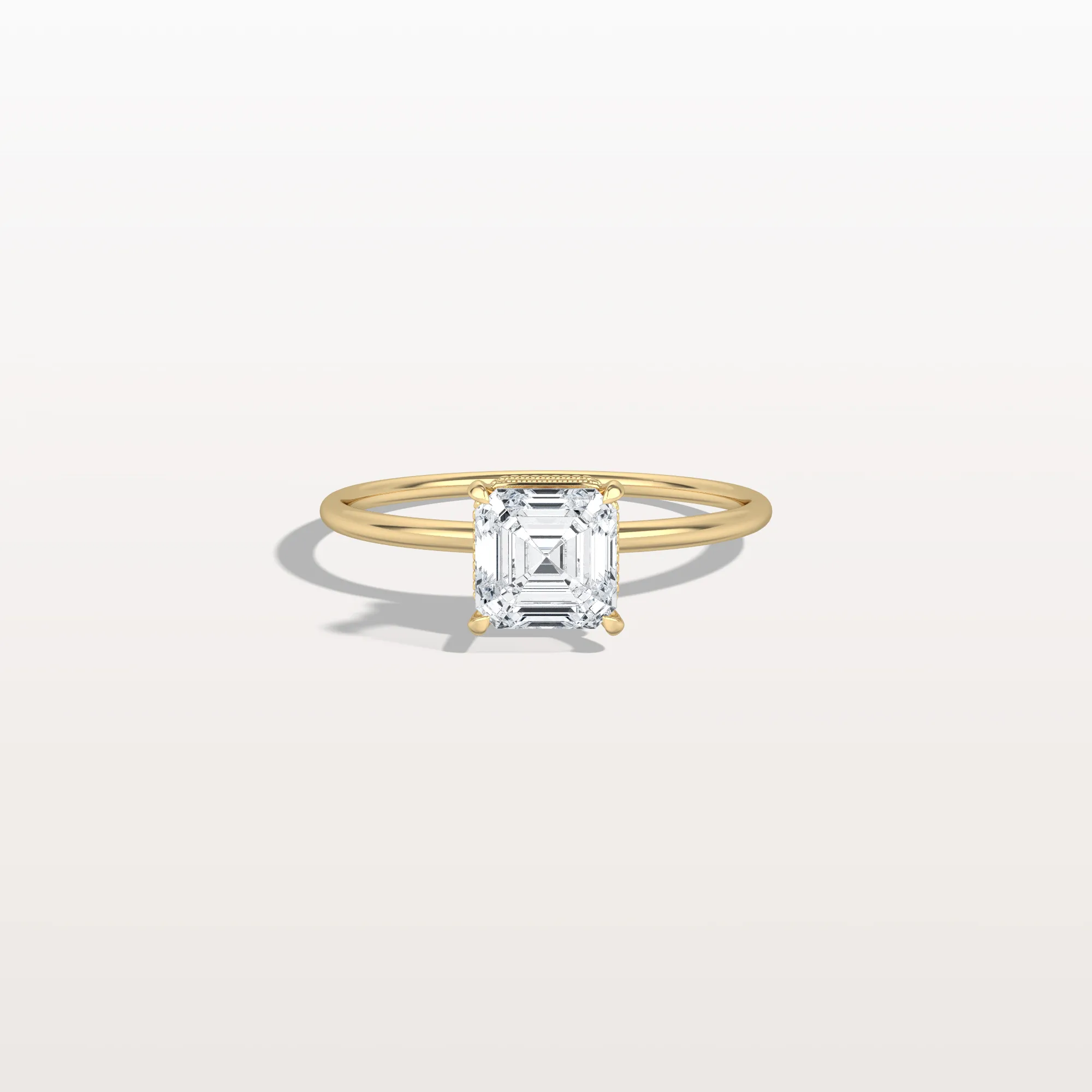 Rhea丨1CT Asscher Cut Lab Grown Diamond Ring With Basket Setting