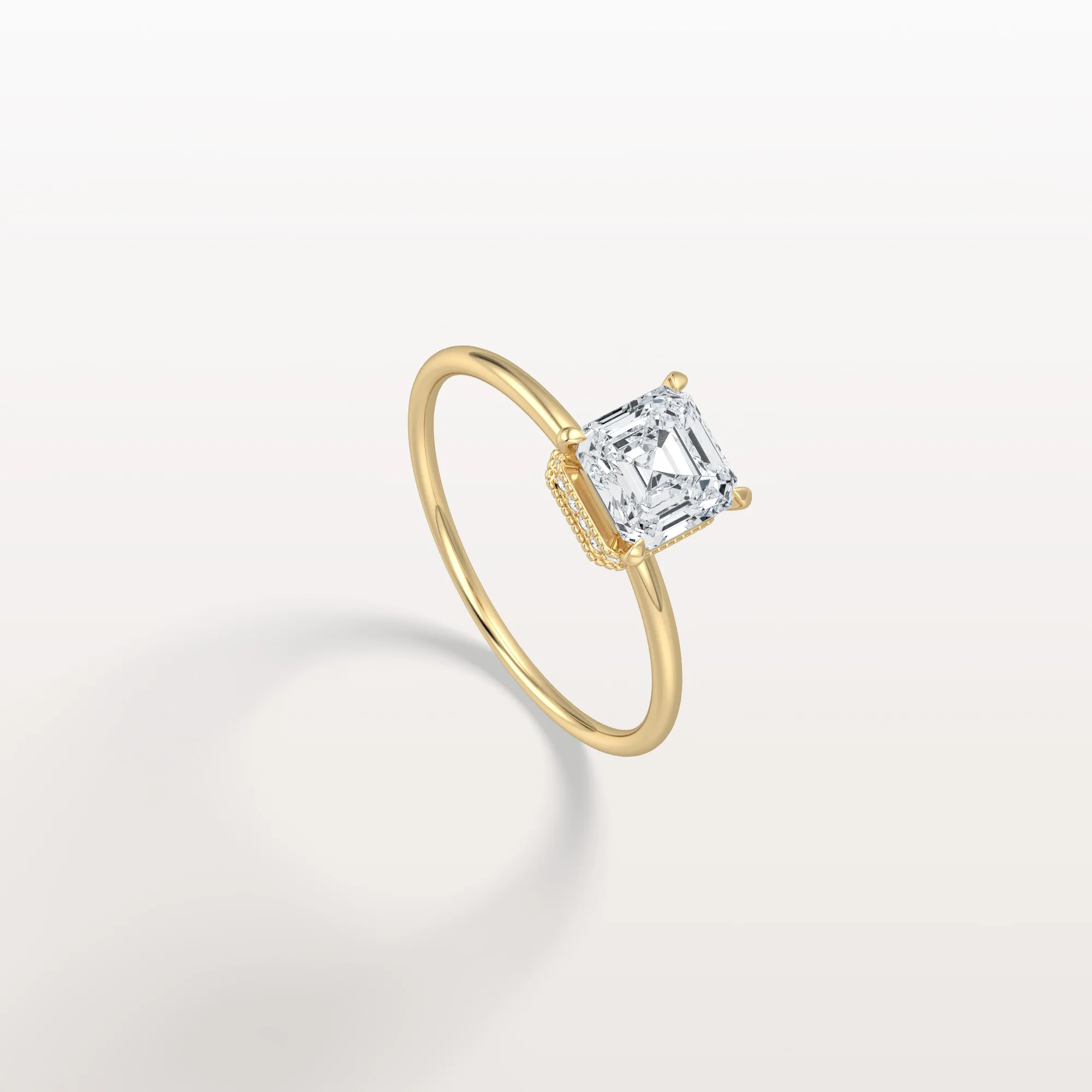 Rhea丨1CT Asscher Cut Lab Grown Diamond Ring With Basket Setting - Image 4