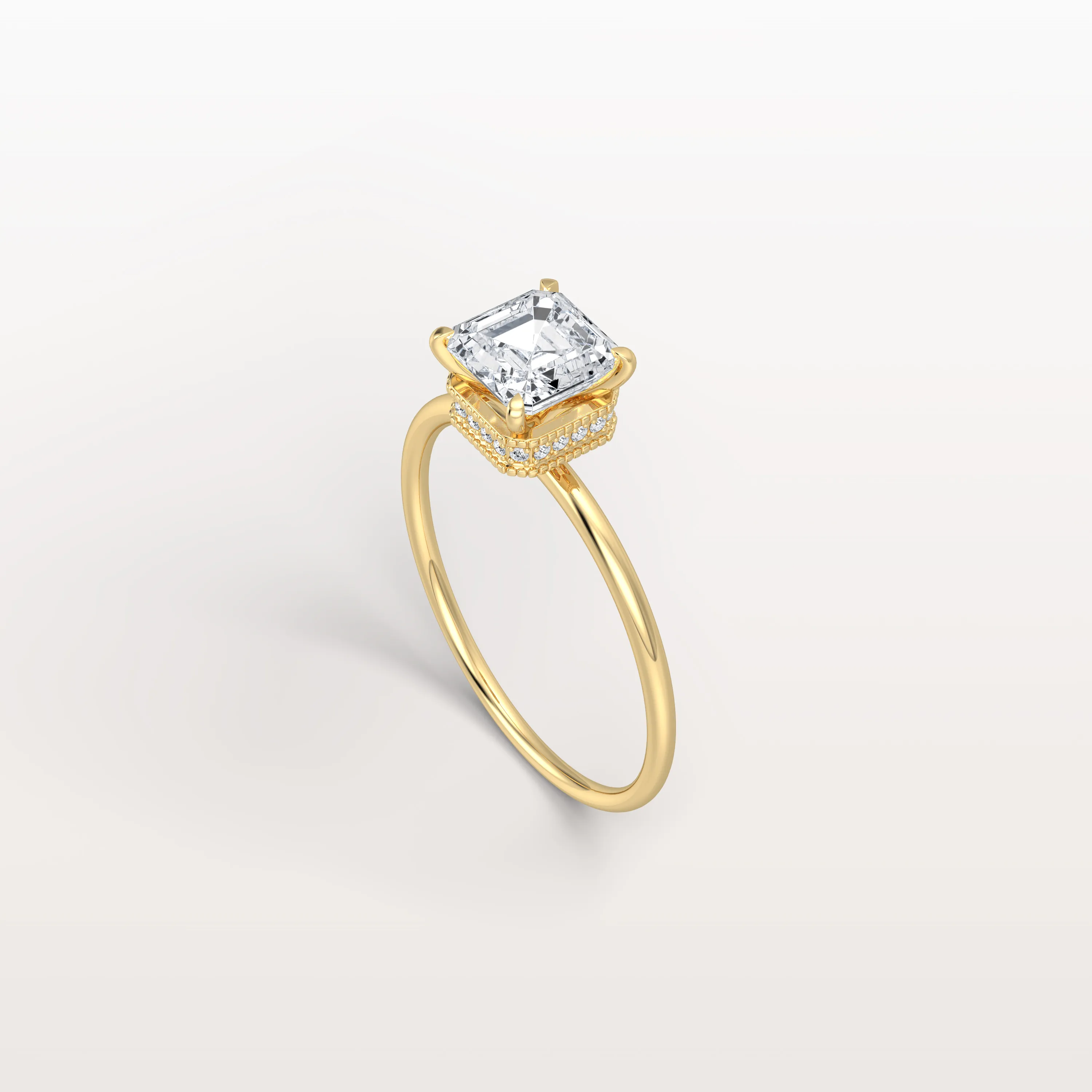 Rhea丨1CT Asscher Cut Lab Grown Diamond Ring With Basket Setting - Image 7