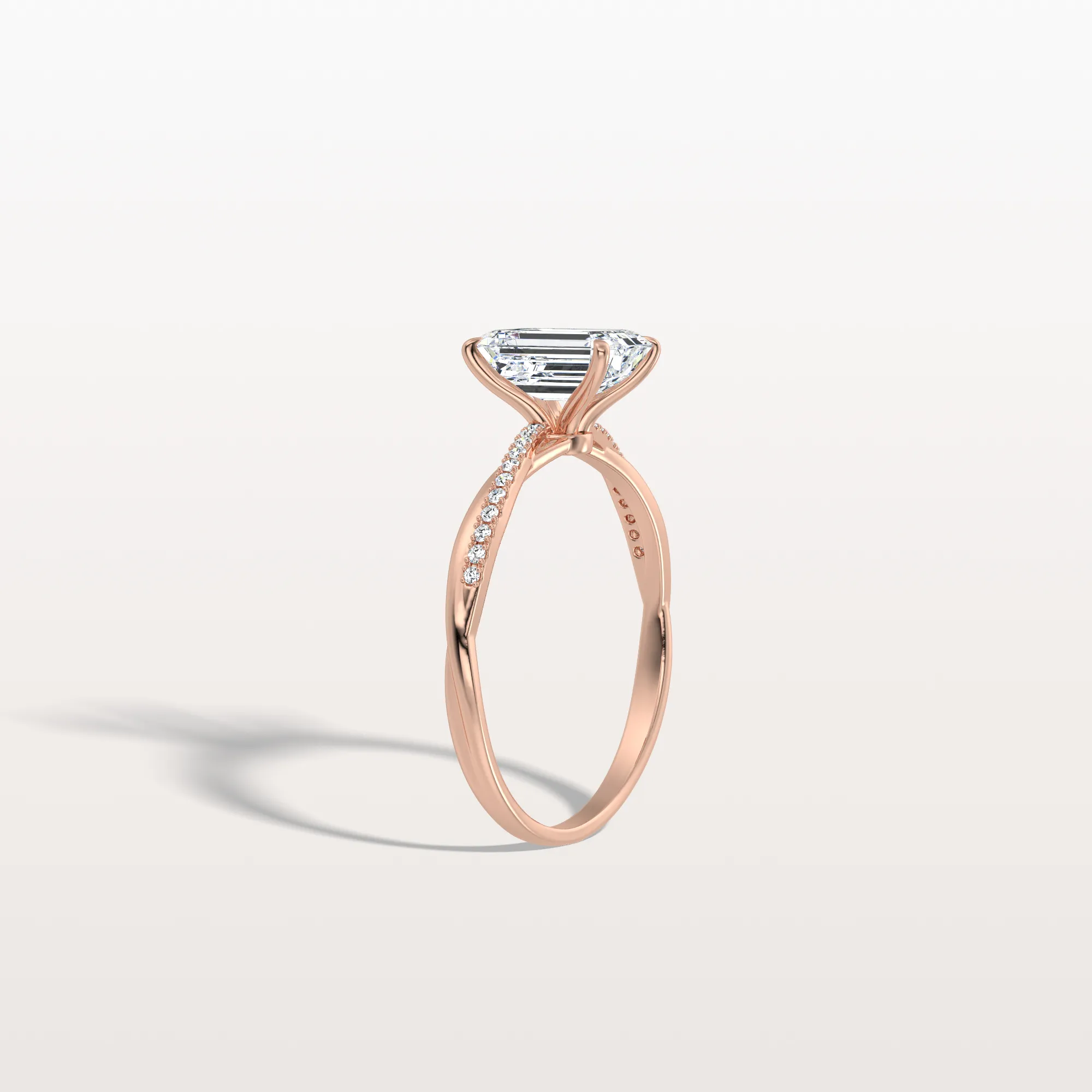 Alaya丨1CT Emeral Cut Lab Diamond Twisted Engagement Ring In Solid Gold/Platinum - Image 21