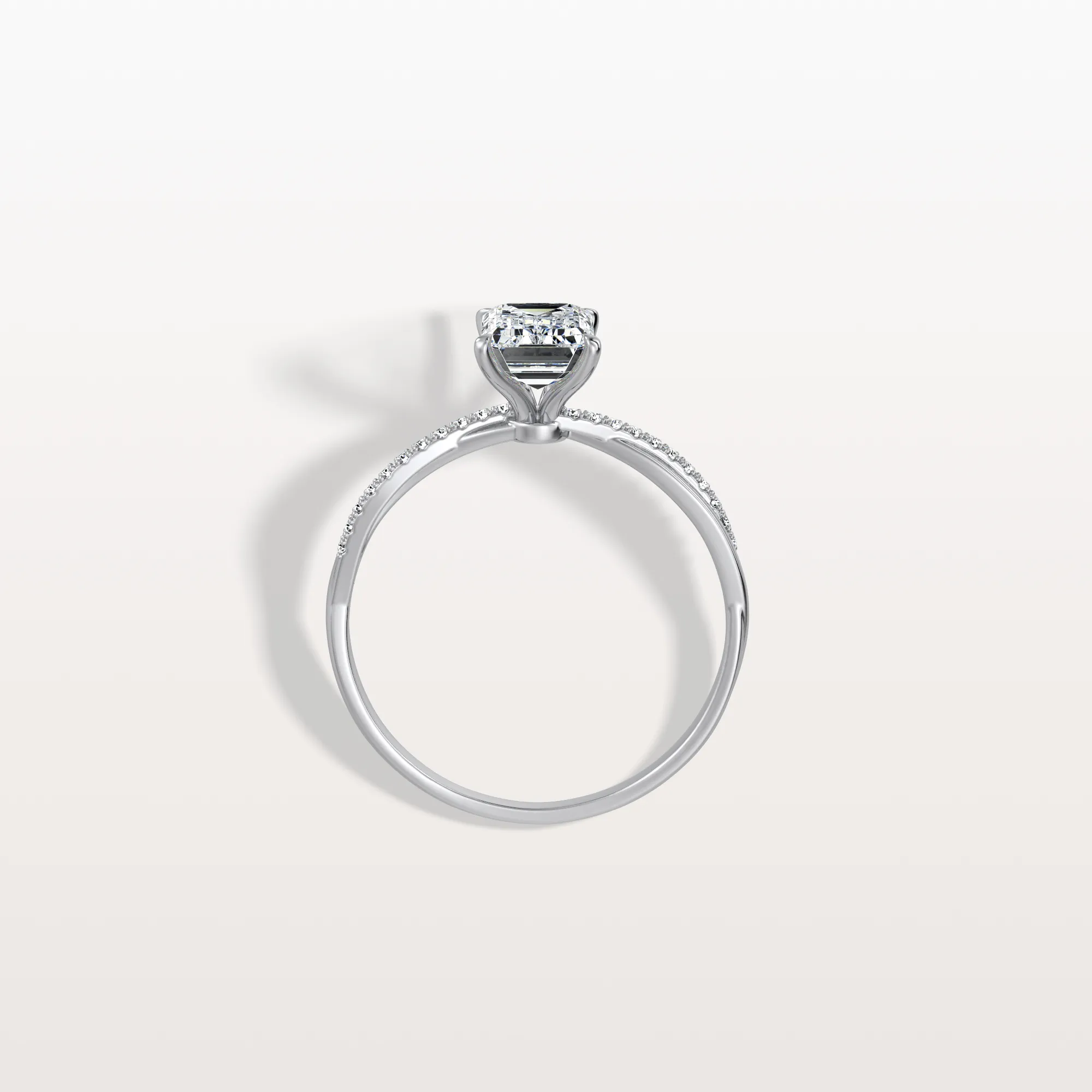 Alaya丨1CT Emeral Cut Lab Diamond Twisted Engagement Ring In Solid Gold/Platinum - Image 30