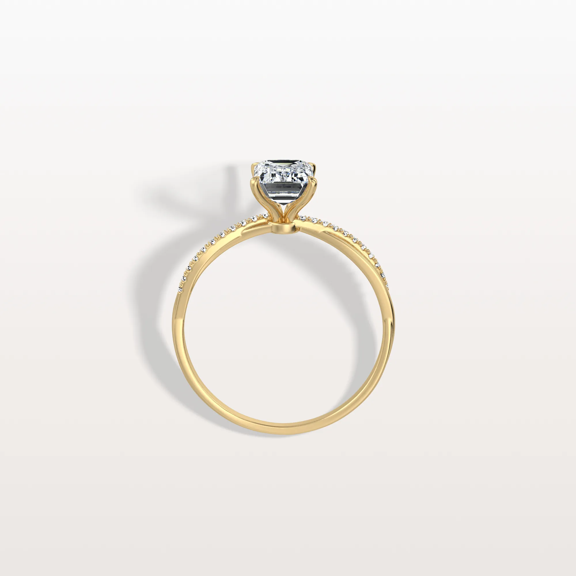 Alaya丨1CT Emeral Cut Lab Diamond Twisted Engagement Ring In Solid Gold/Platinum - Image 5