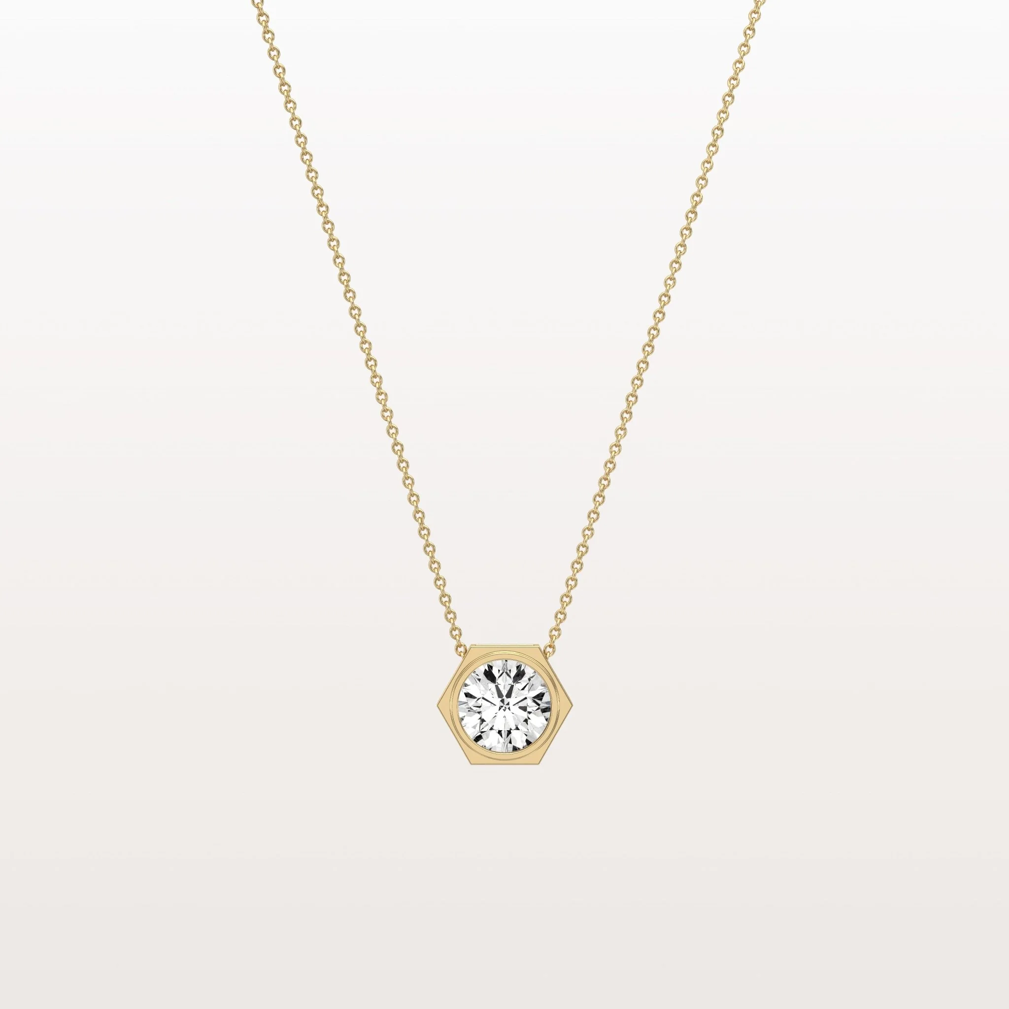 1CT Hexagon Lab Grown Diamond Necklace in 14K Solid Gold/Platinum