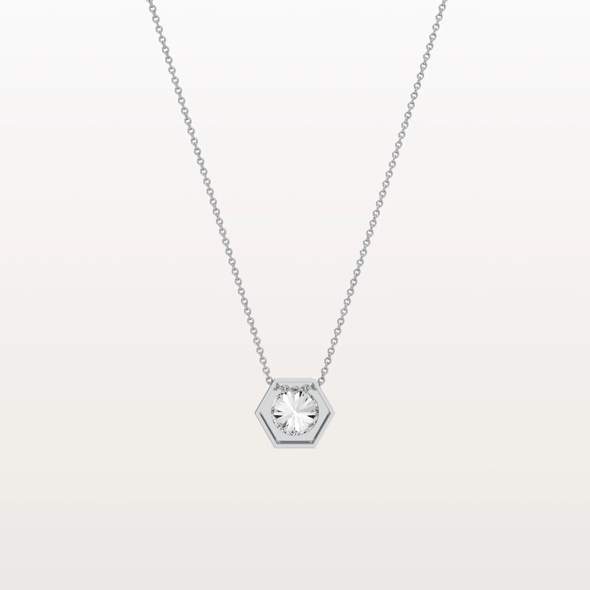 1CT Hexagon Lab Grown Diamond Necklace in 14K Solid Gold/Platinum - Image 23